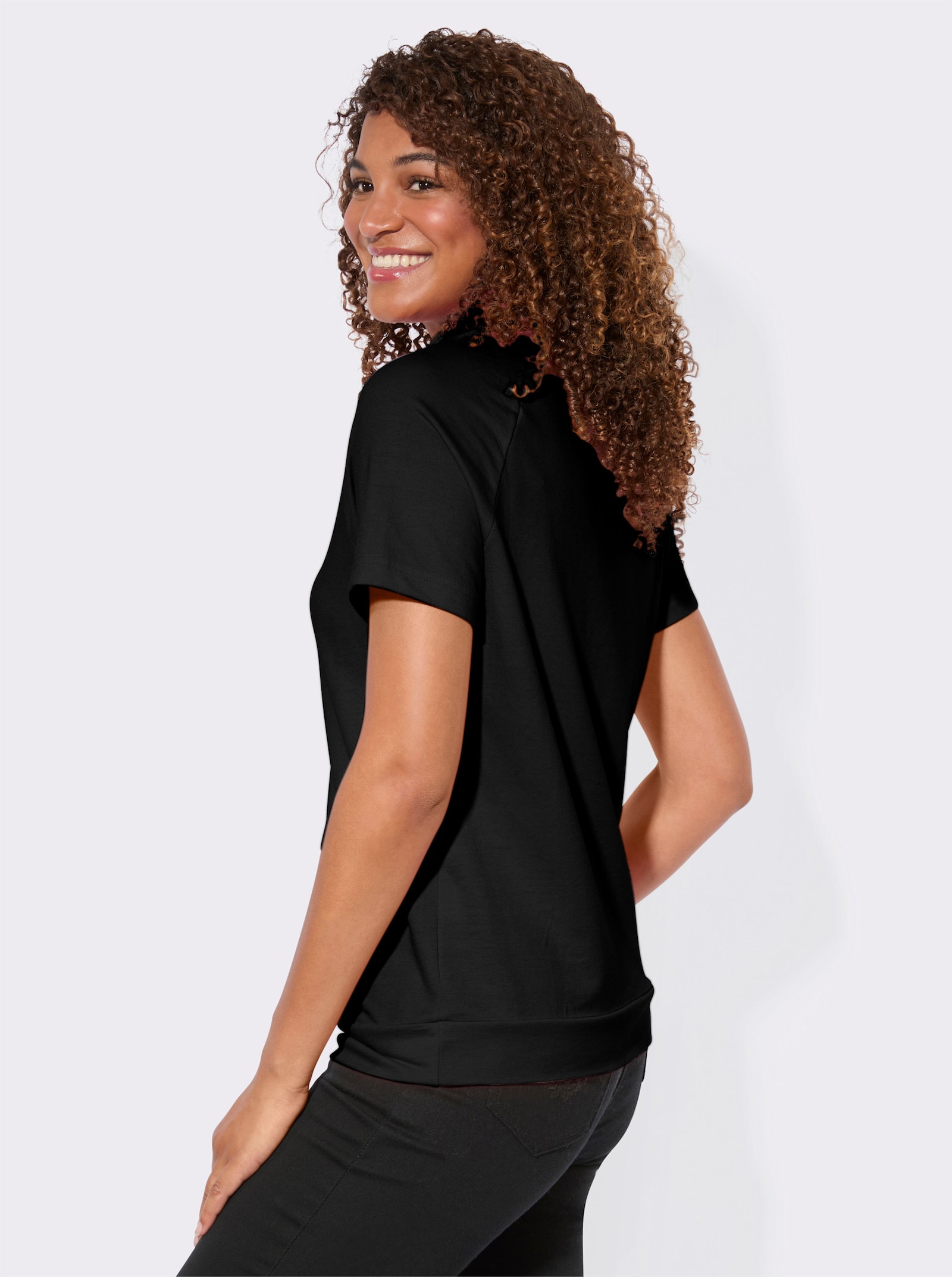 Sweatshirt mit überschnittenen Schultern - schwarz