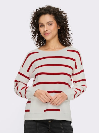 heine Pull en tricot - écru-rouge à rayures