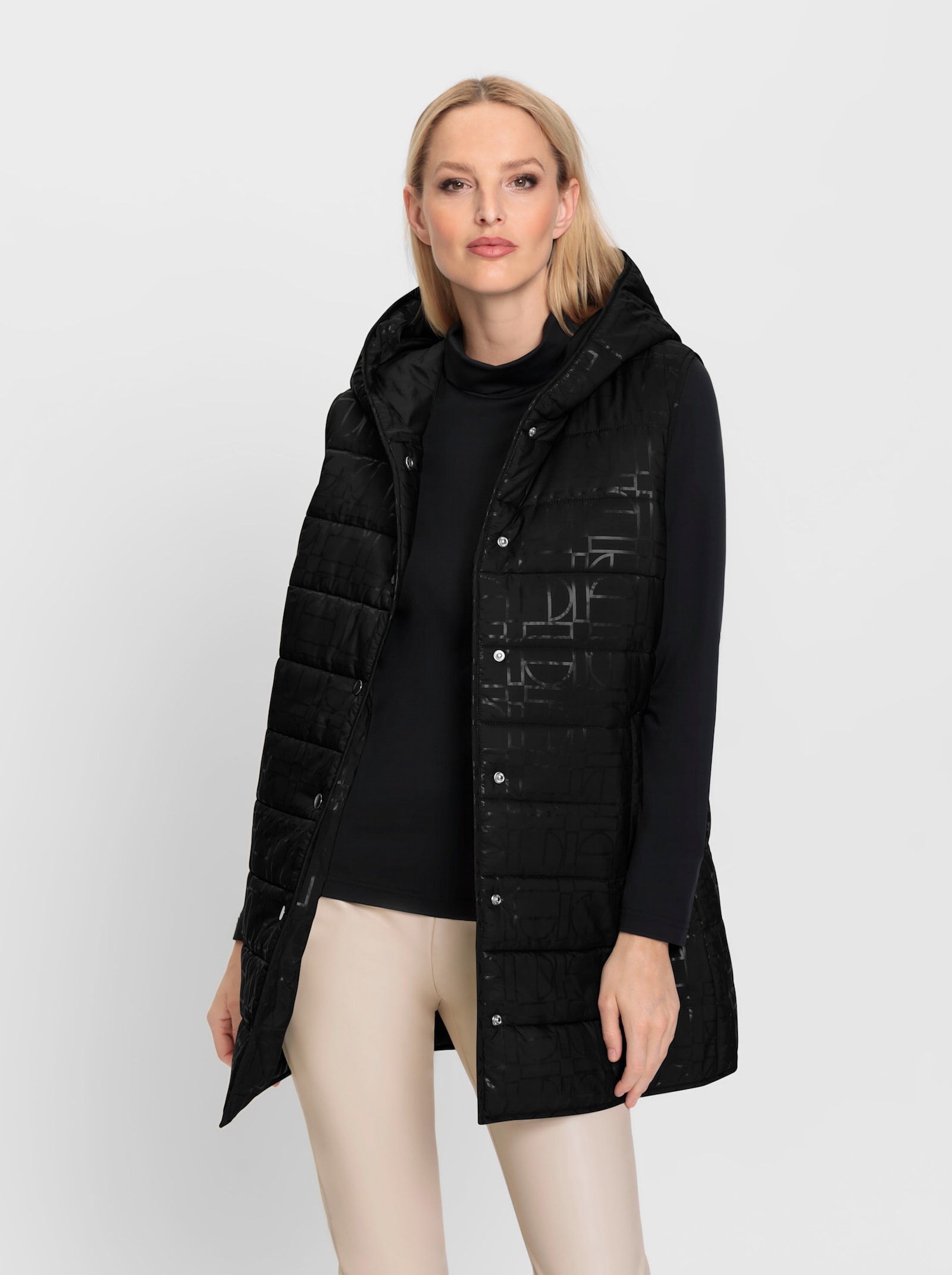 heine Steppweste mit Glanzdruck - schwarz