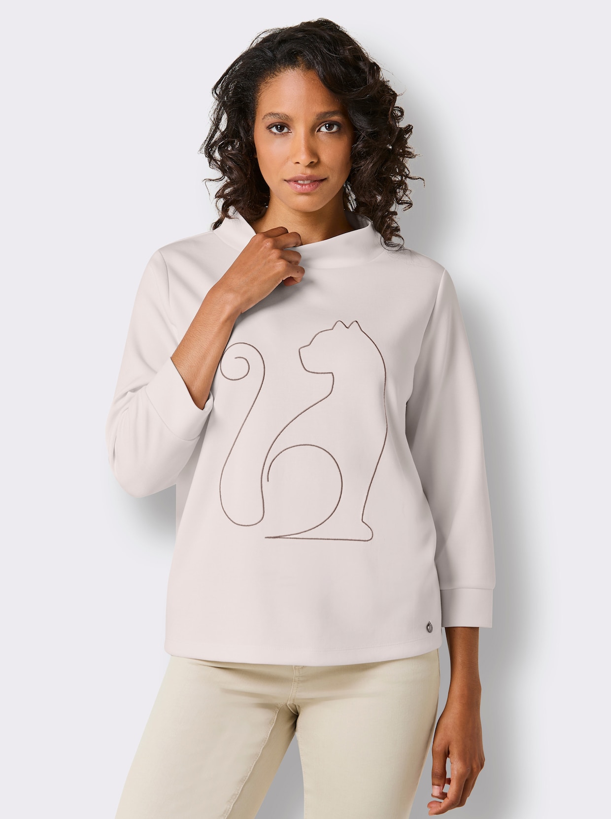 CREATION L PREMIUM Stehkragenshirt - ecru