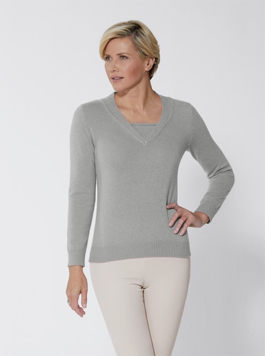 Kaschmirpullover - grau-meliert