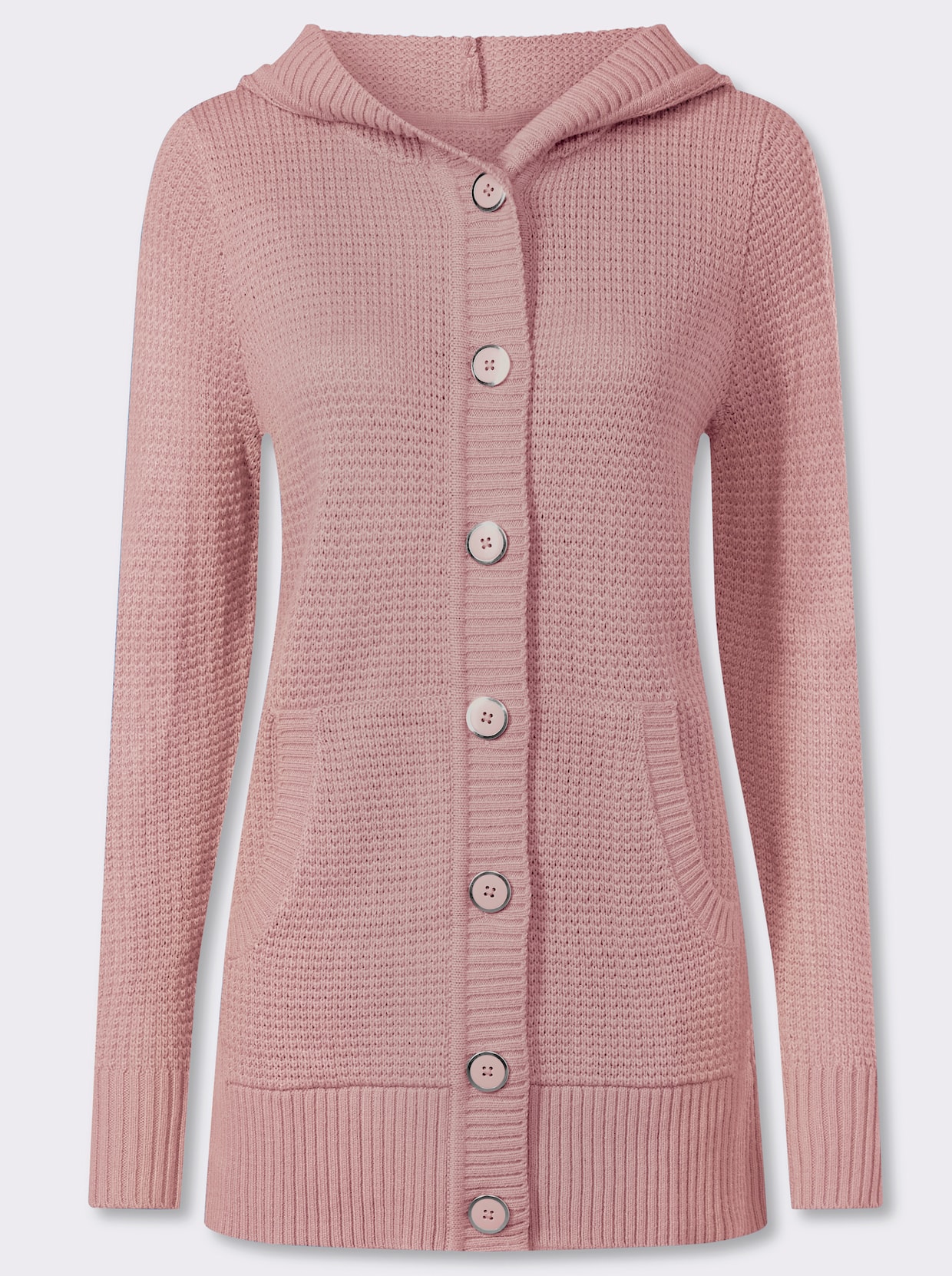 Vest met capuchon en kangoeroezakken - hortensia