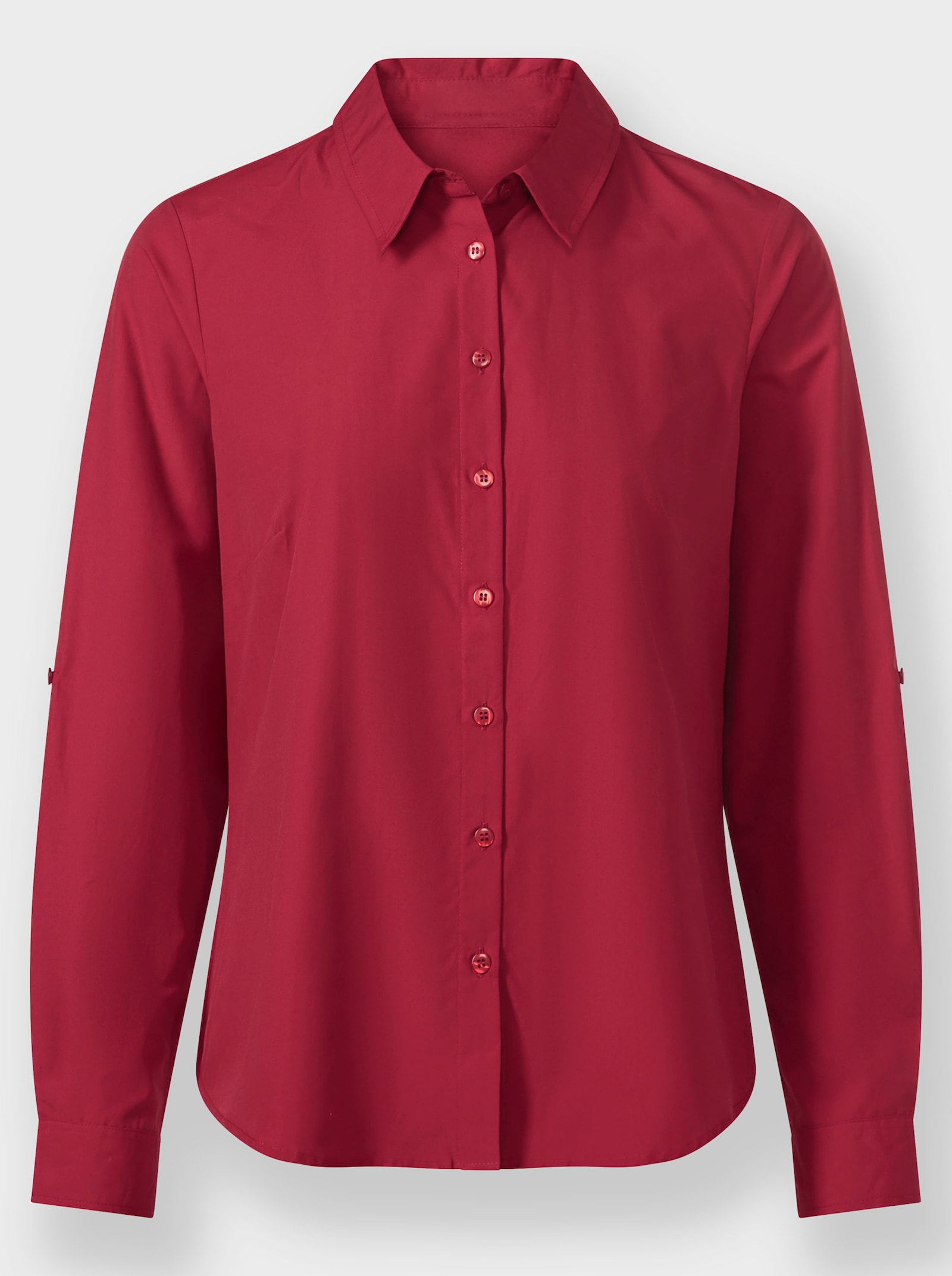 Langarm-Bluse im Baumwoll-Polyester-Mix - rot