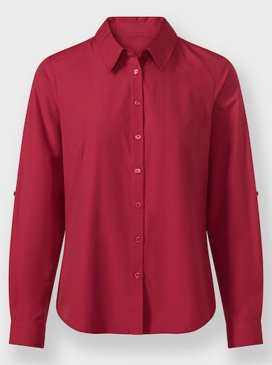 Langarm-Bluse im Baumwoll-Polyester-Mix - rot
