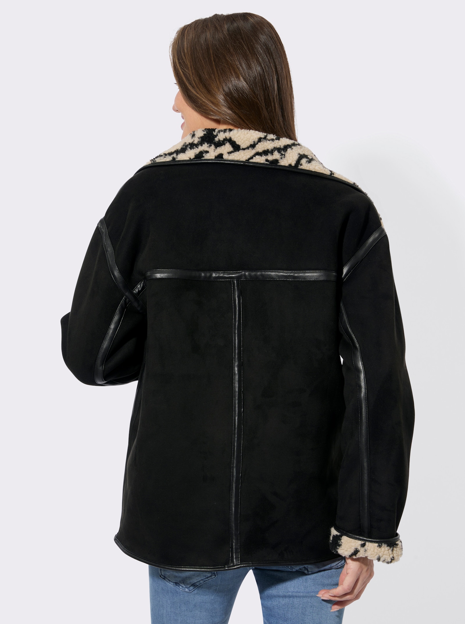 Winterjacke mit Teddyfleece-Futter - schwarz