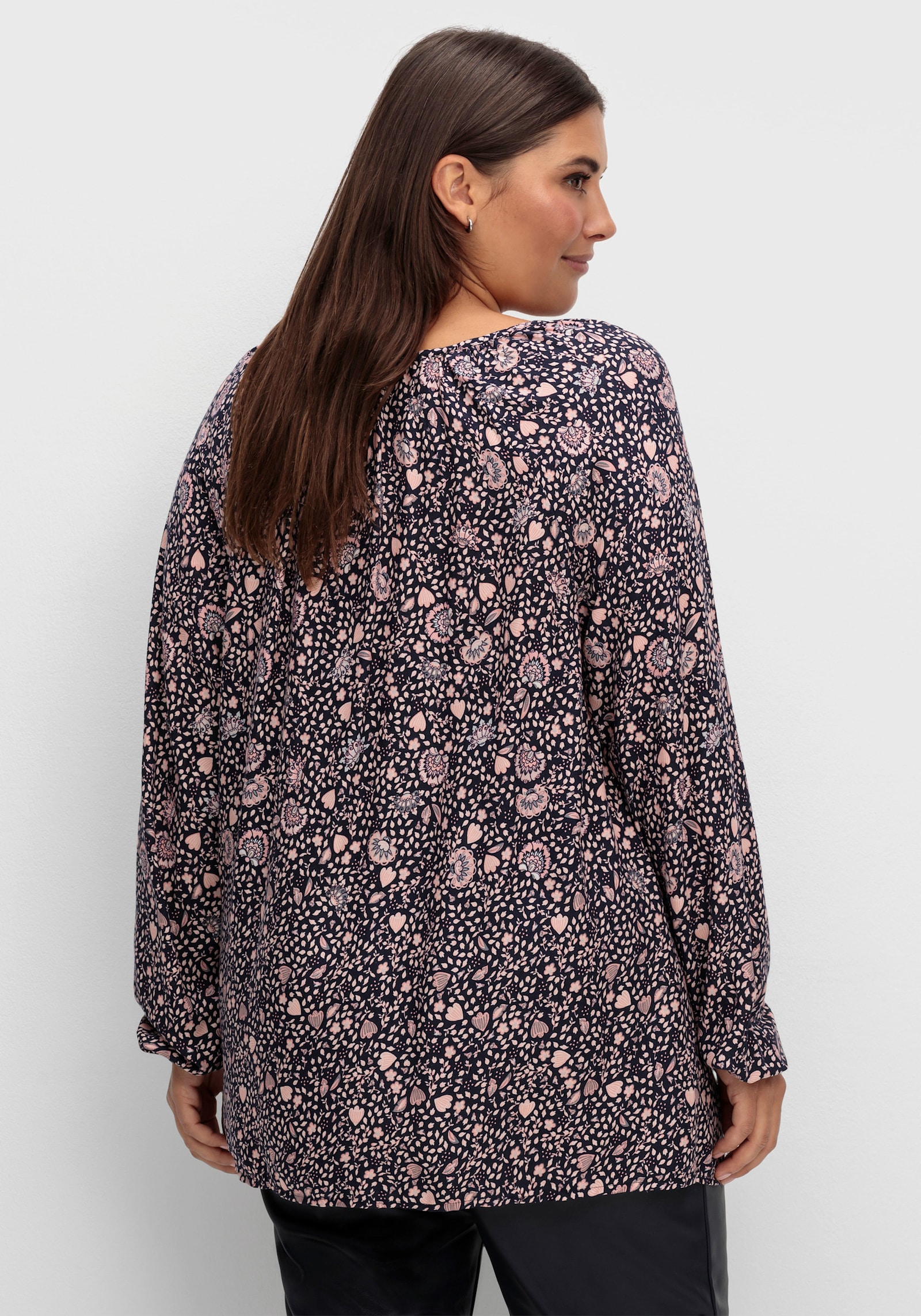 Tunika im floralen Verlaufsmuster - marine-rosenholz-bedruckt