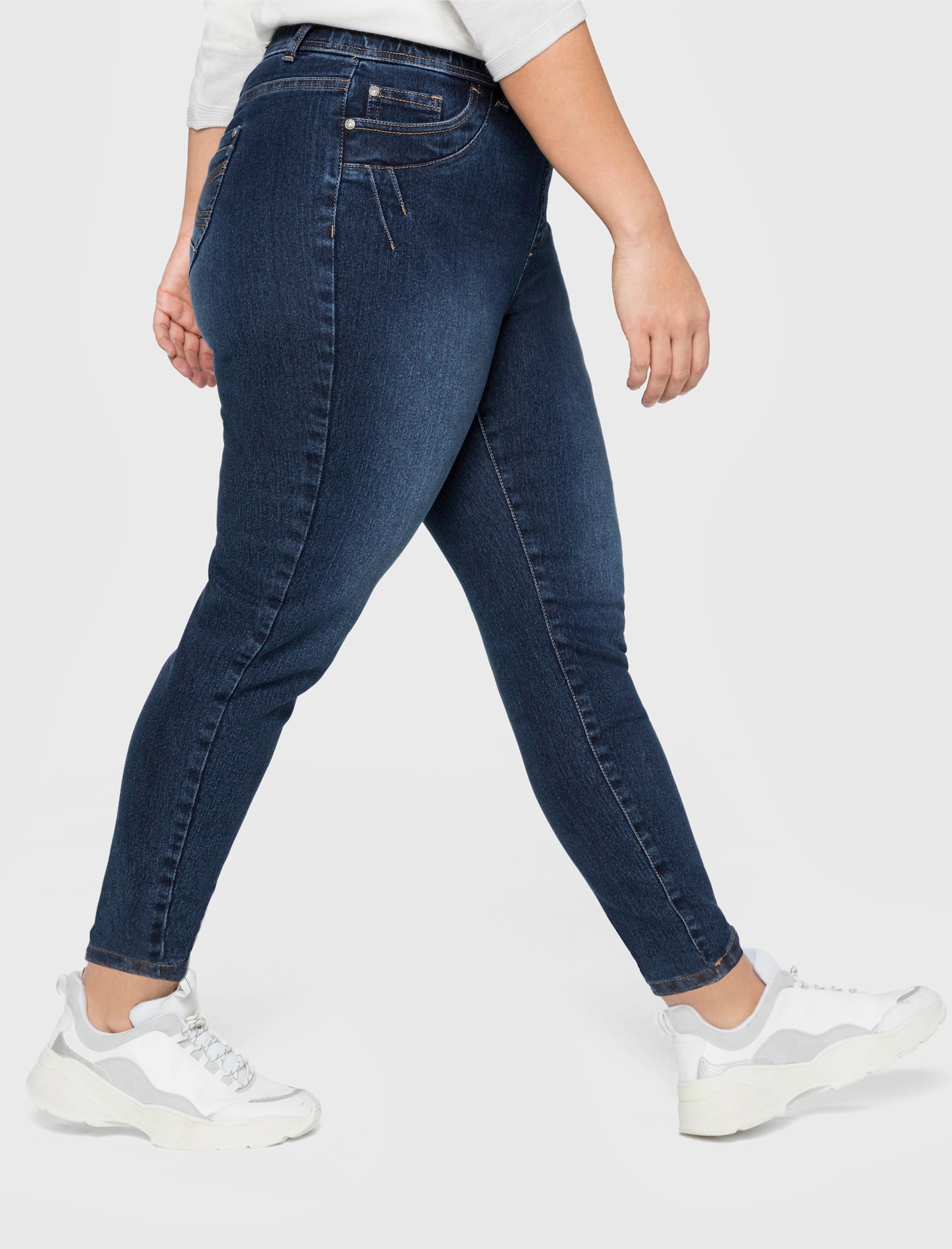 sheego Jeggings mit Gürtelschlaufen - dark blue denim