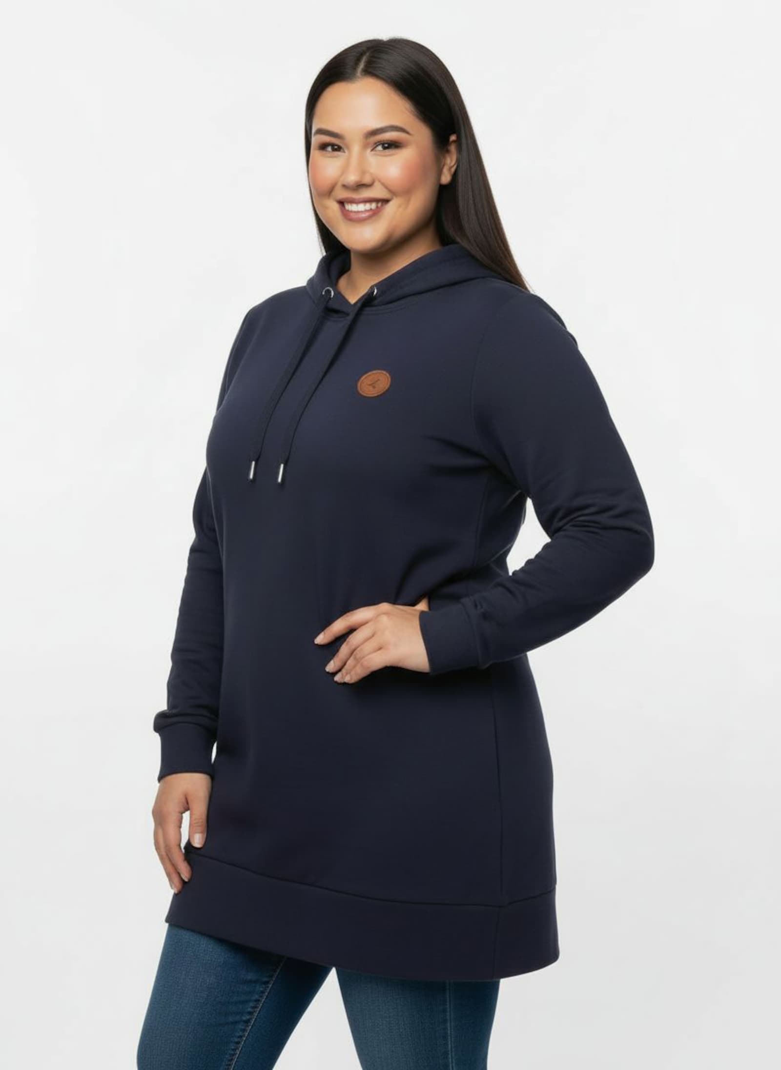 Longsweatshirt mit Kapuze - marine