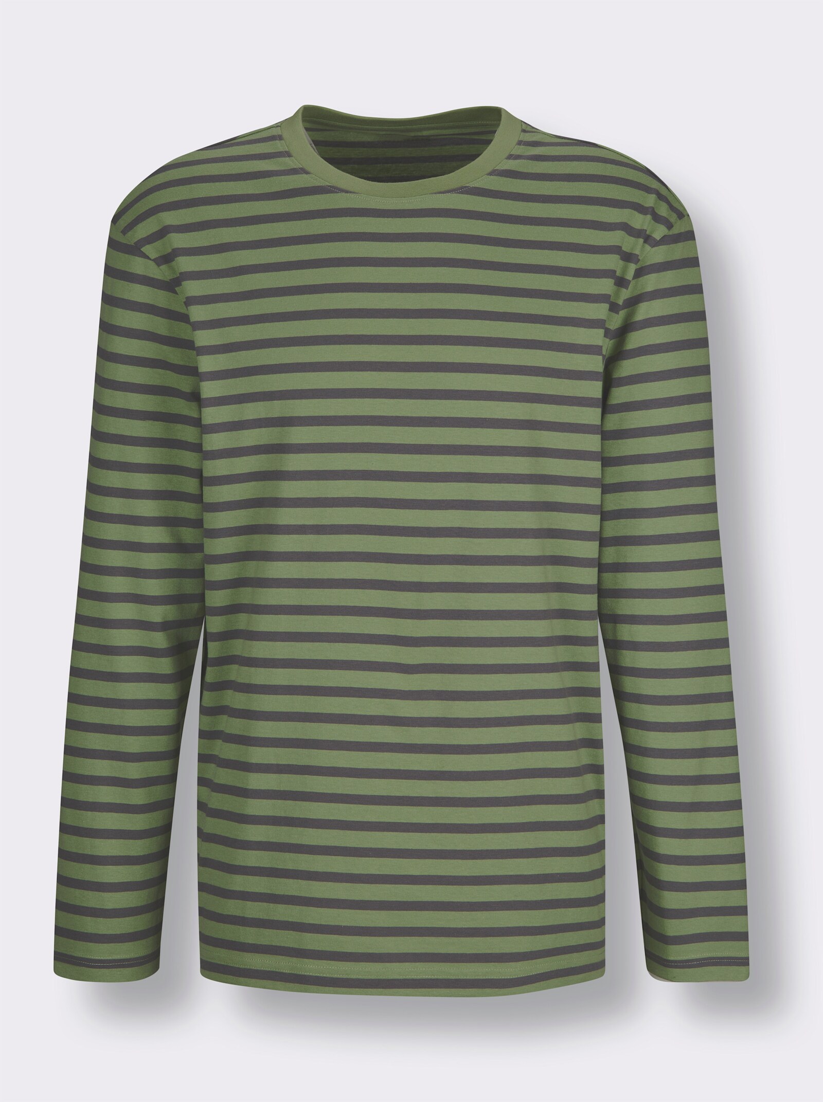 wäschepur men Schlafanzug-Shirt - eucalyptus-anthrazit-gestreift