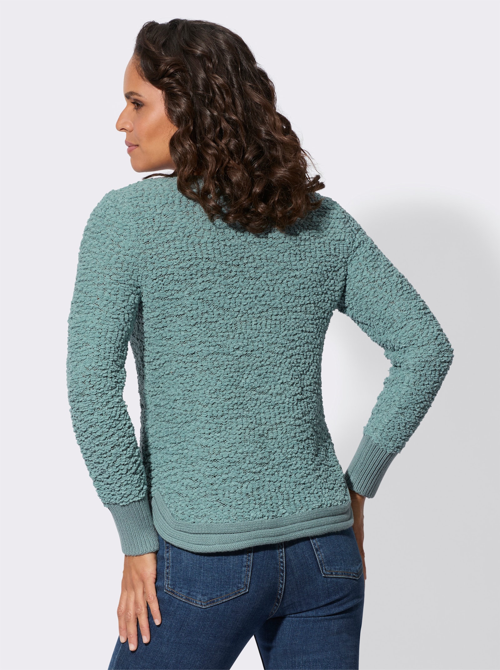 Langarm-Pullover aus Flausch-Effektgarn - jade