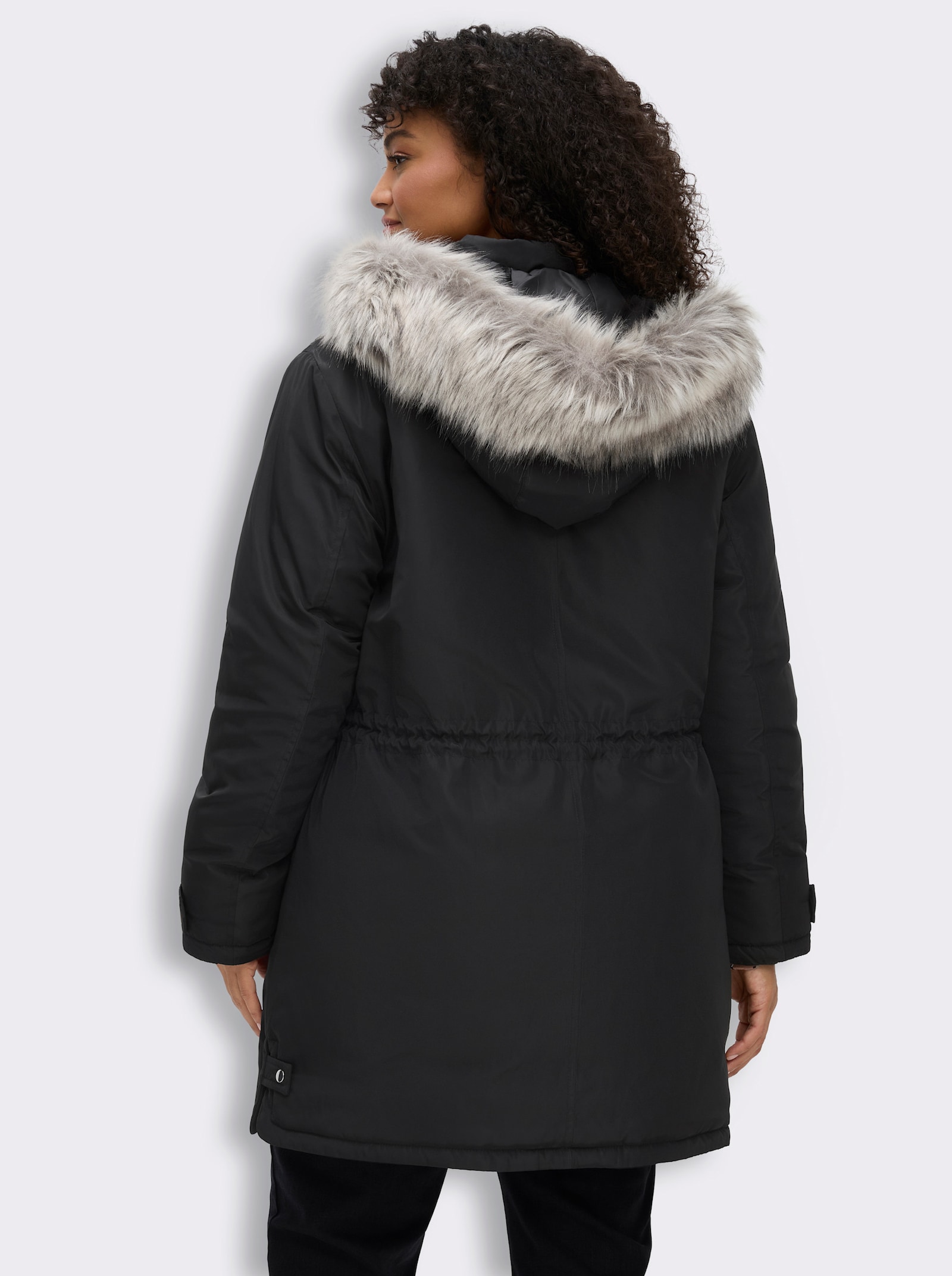 sheego Parka mit gefütterter Kapuze - schwarz