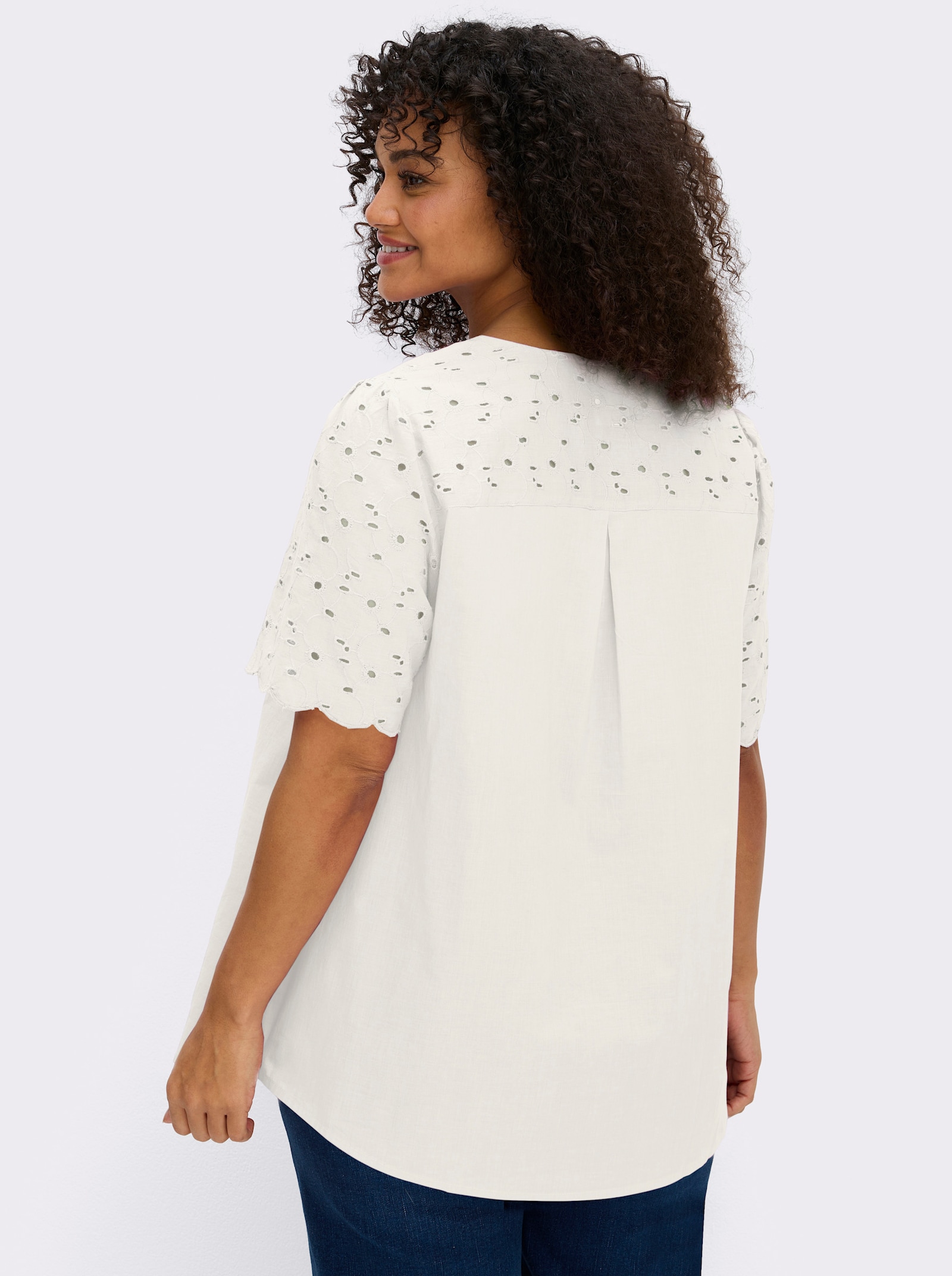 sheego Tunika mit Lockstickerei - ecru