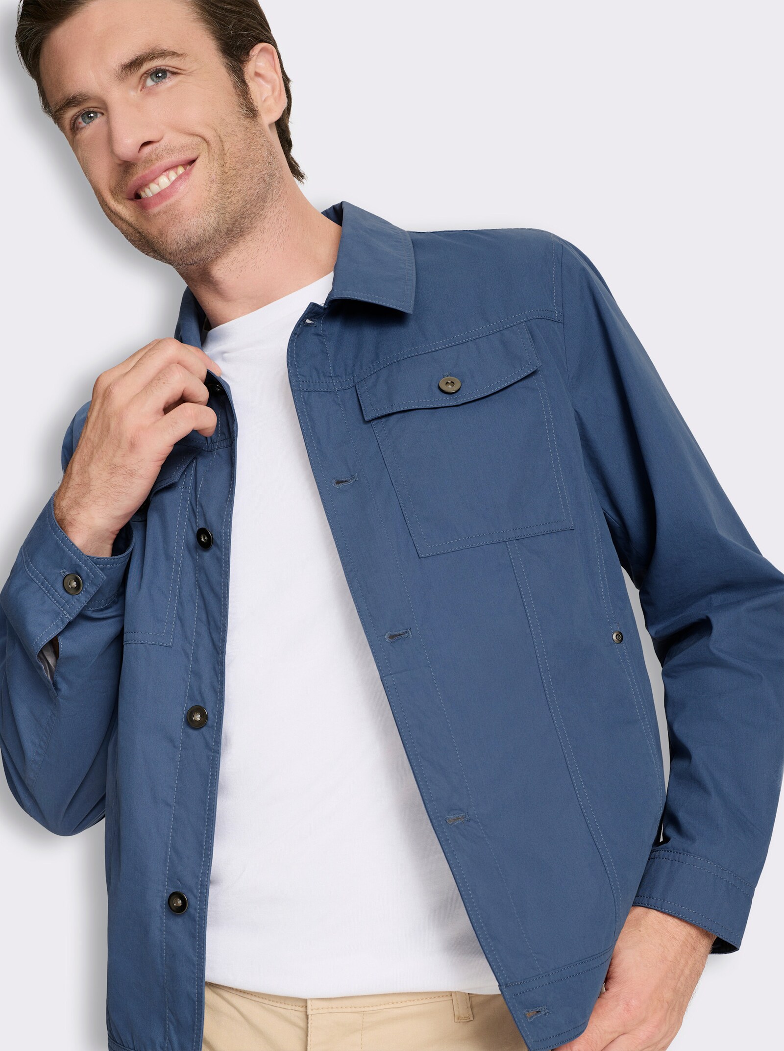 Marco Donati Jacke mit Metall-Knöpfen - jeansblau