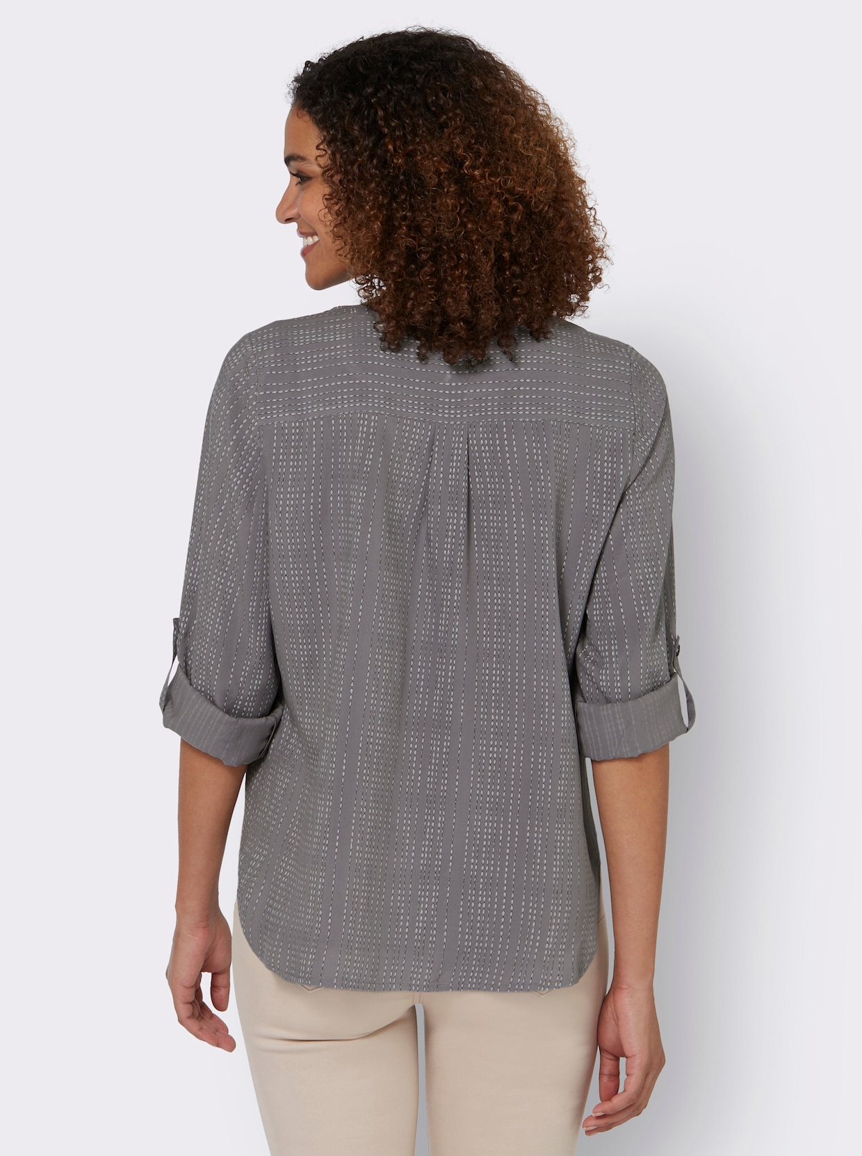 Comfortabele blouse - grijs/lichtgrijs bedrukt