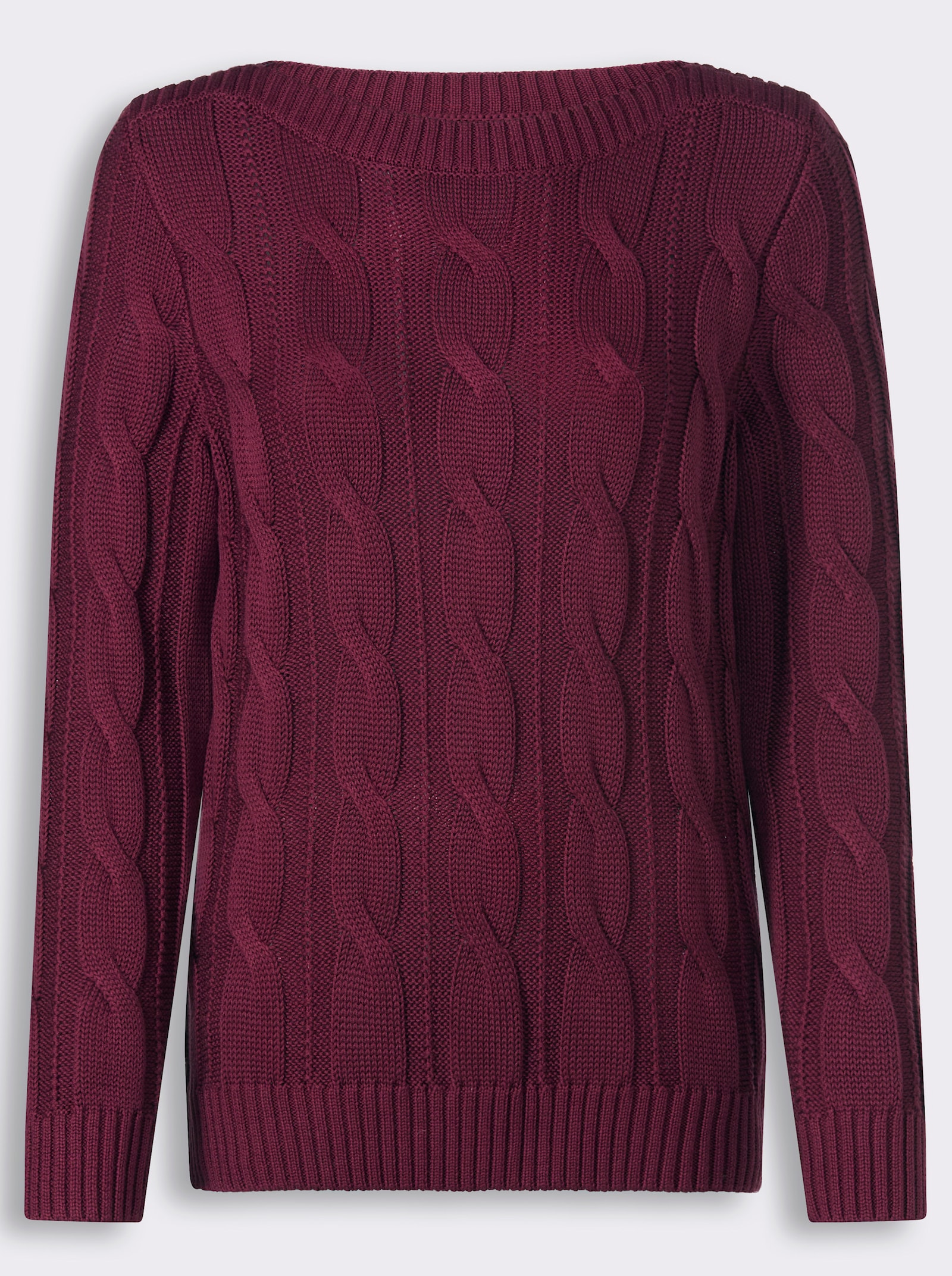  Strickpullover mit Allover-Zopfmuster - bordeaux