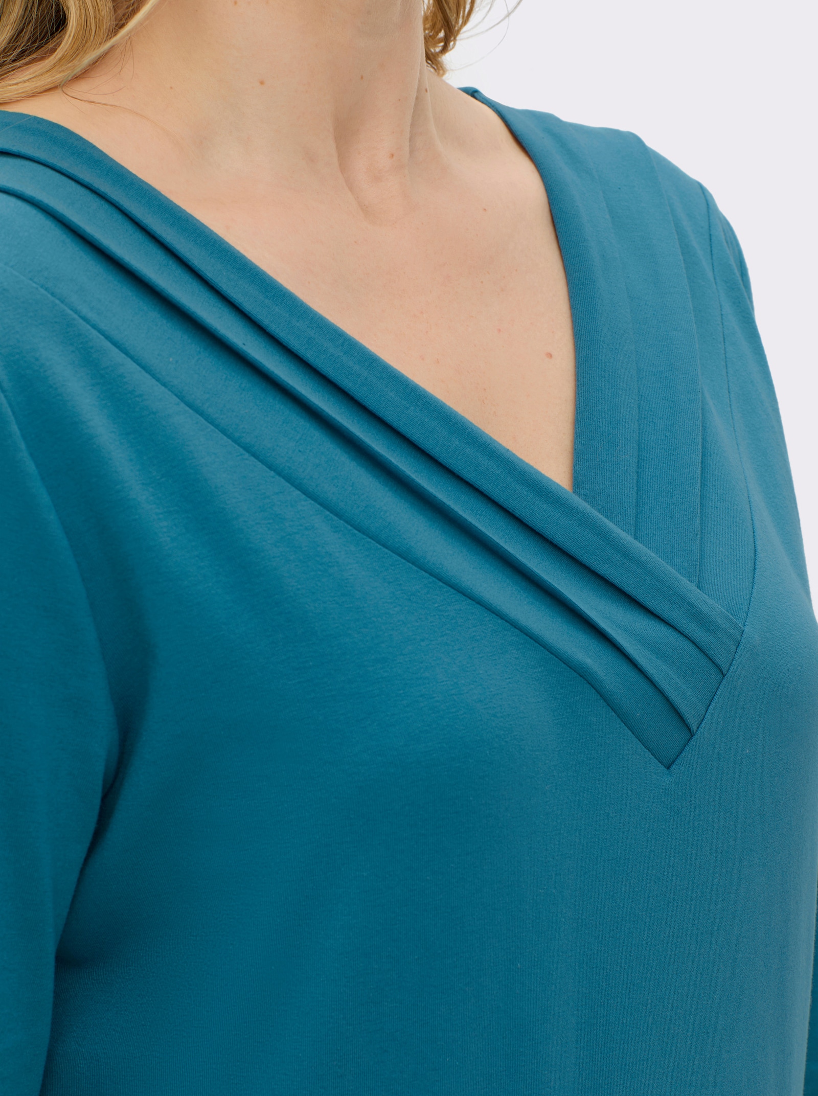 sheego by Joe Browns Langarmshirt mit V-Ausschnitt - topas