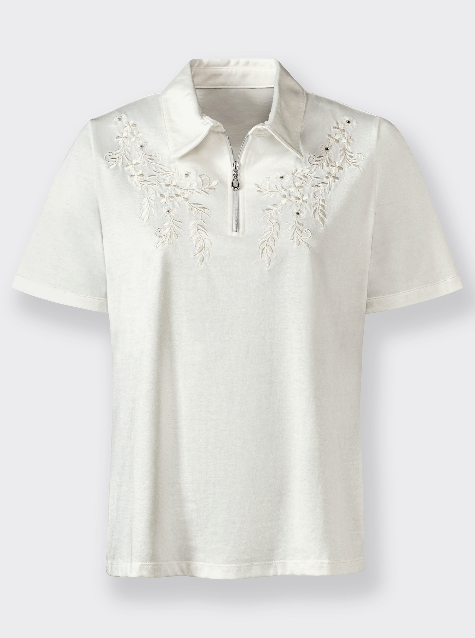 Poloshirt in schimmernder Qualität - ecru