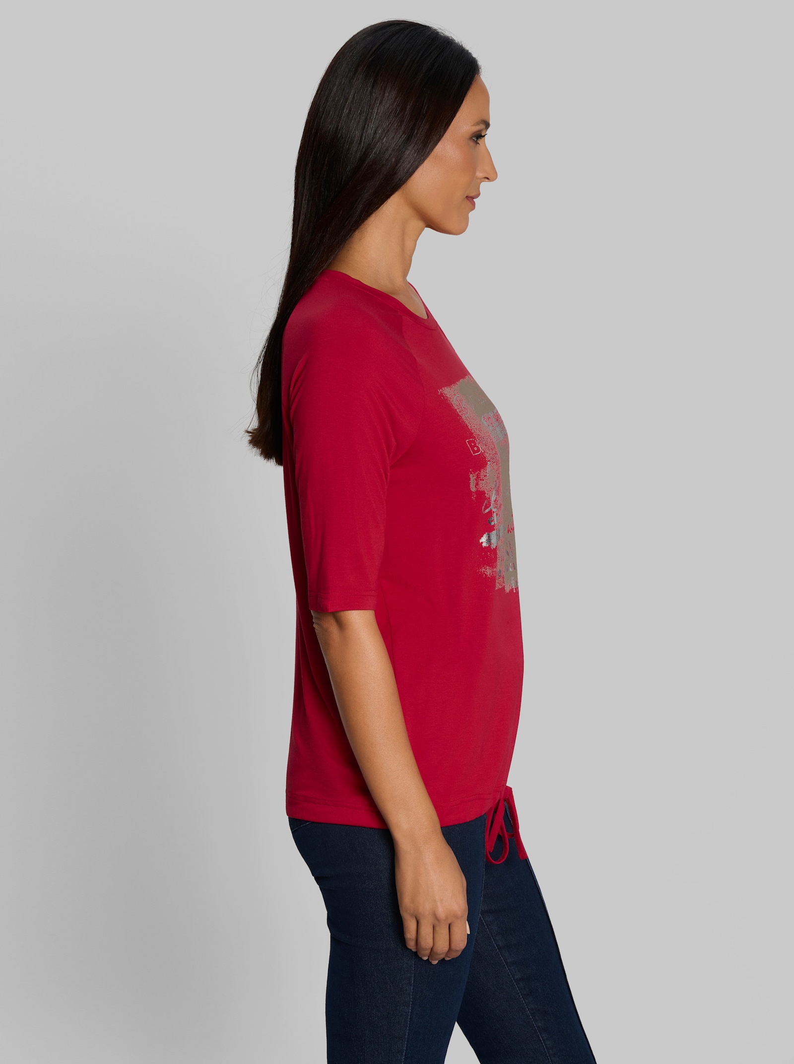 heine Kurzarmshirt mit Tunnelzug und Bindeband - rot
