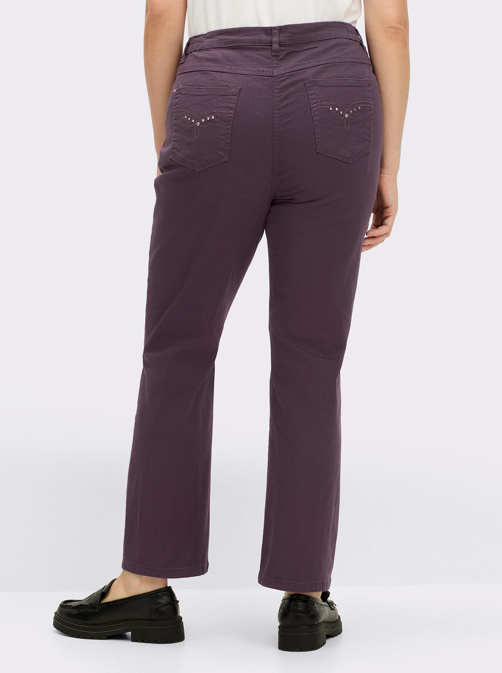 5-Pocket-Jeans mit Stickerei-Motiv - aubergine