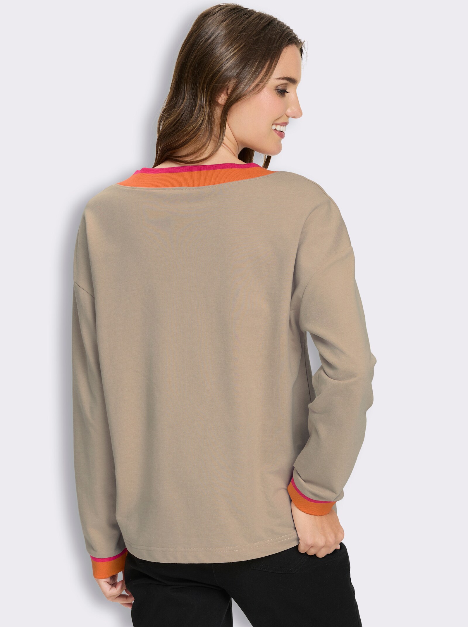 Sweatshirt mit Kontrast-Details - sand-pink