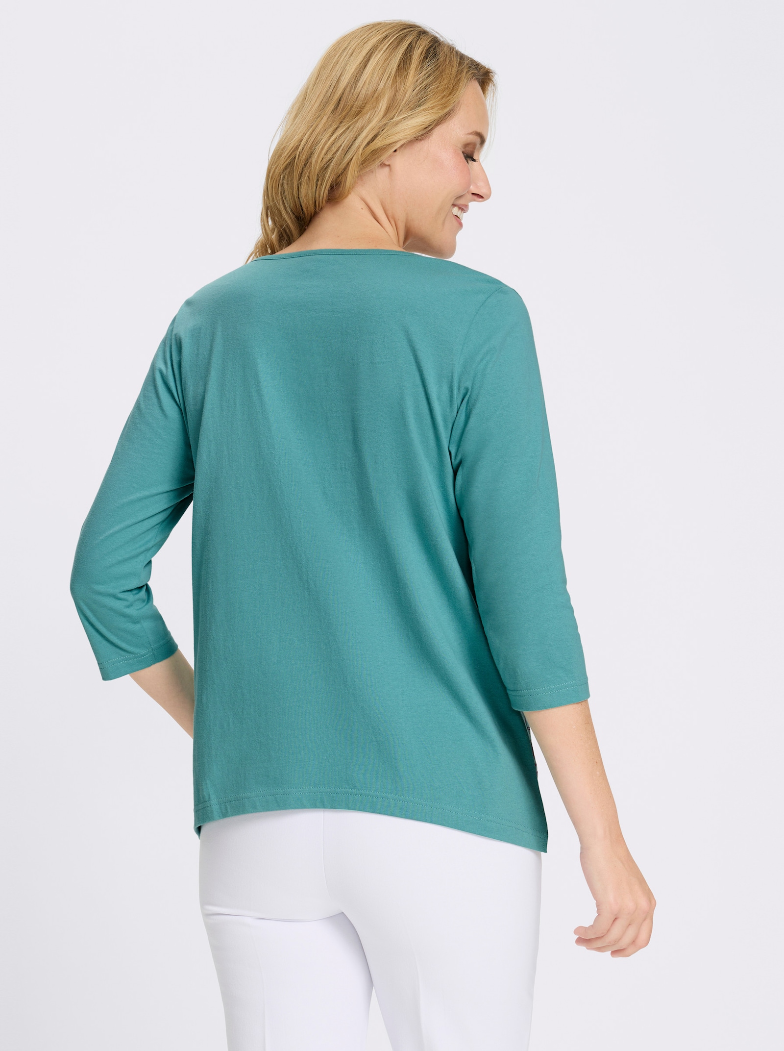 Tunikashirt mit zipfeligem Saum - ozean-magenta