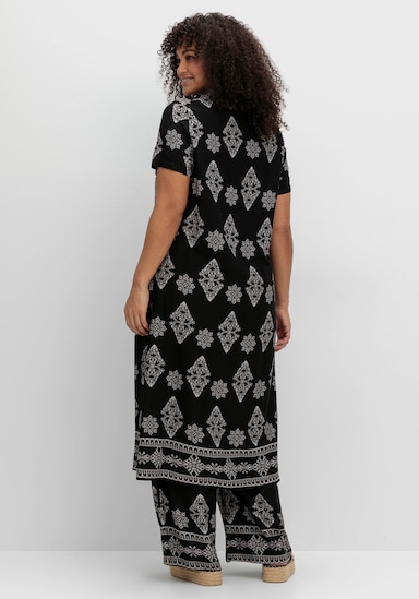 sheego by Joe Browns Longbluse - schwarz-gemustert