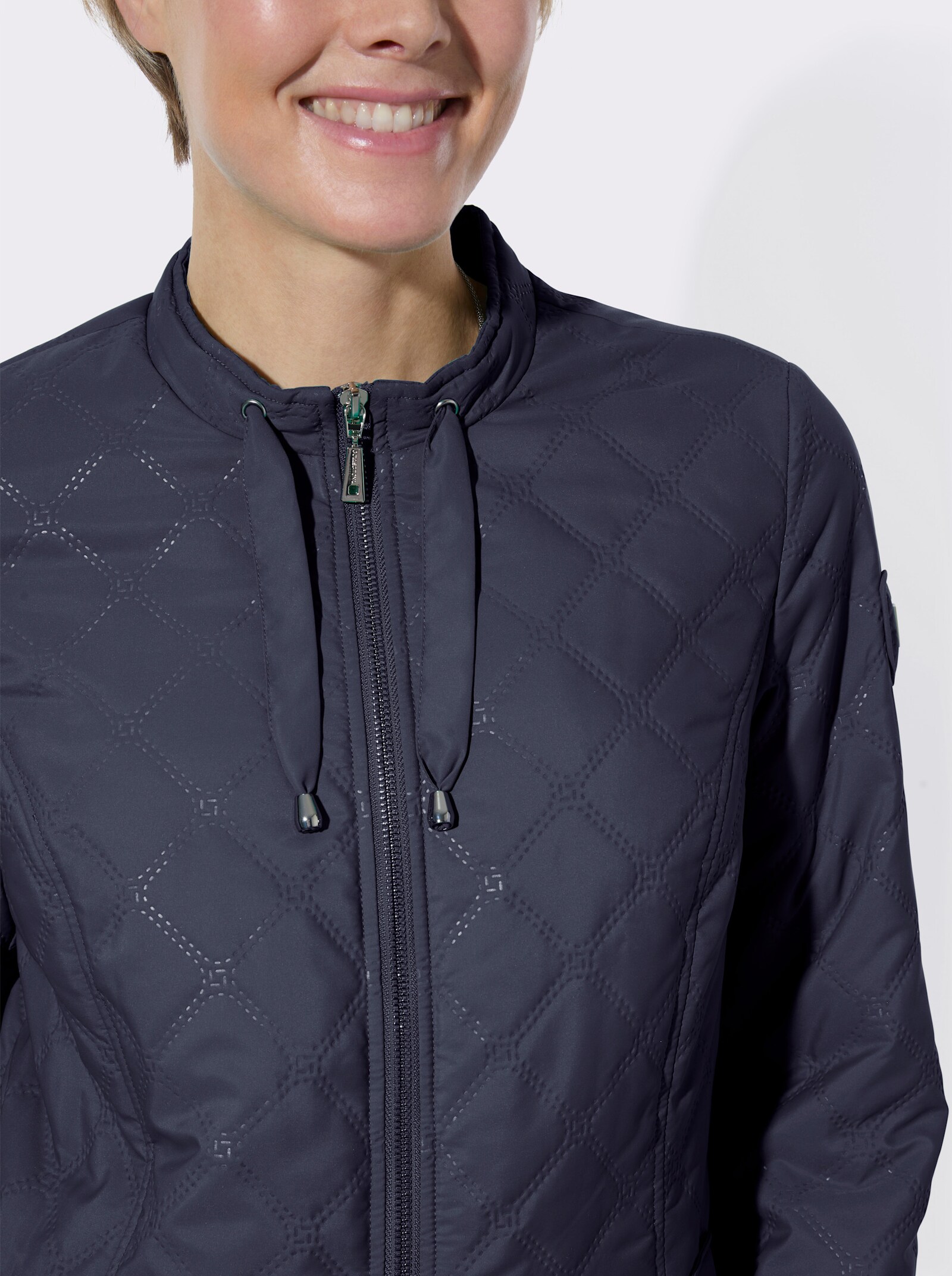 Steppjacke mit Prägedruck in Steppoptik - marine