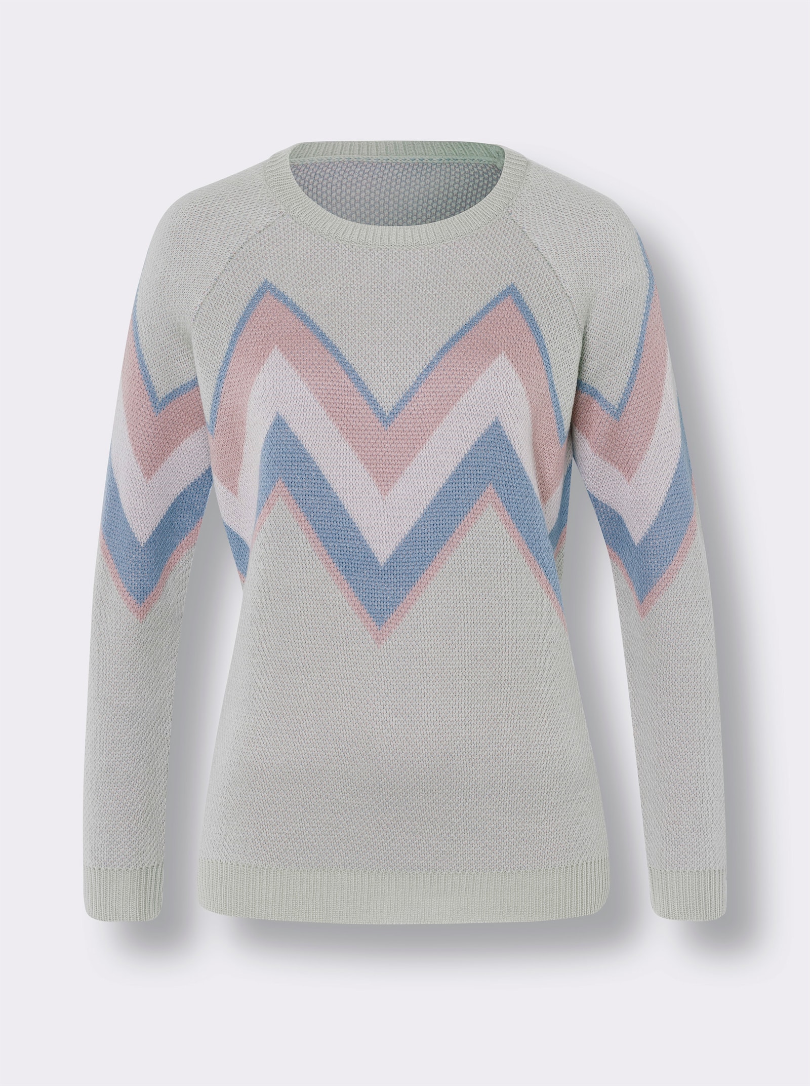 Jacquardpullover mit Zick-Zack-Muster - hellgrau-hortensie-gemustert