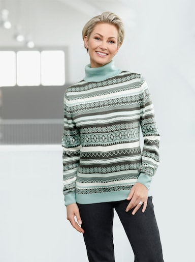 Pullover - kalkmint-anthrazit-gemustert