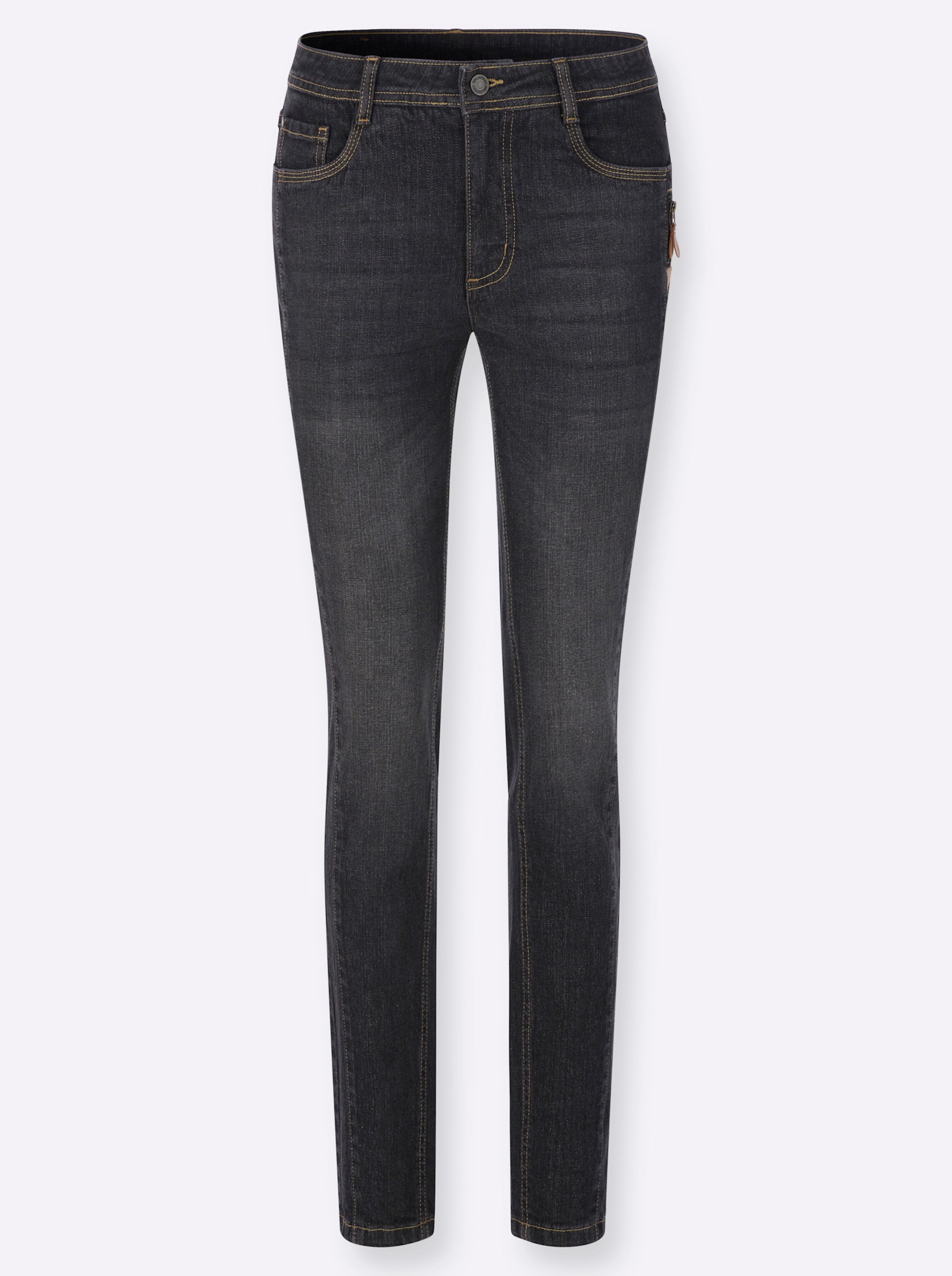 Casual Looks Damen Blau/Schwarz 5-Pocket-Jeans Gr. 38, Normalgrößen, ( Denim), 99% Baumwolle, 1% Elasthan, Unifarben, Lang, Jeans 5-Pocket-Jeans - Bild 2