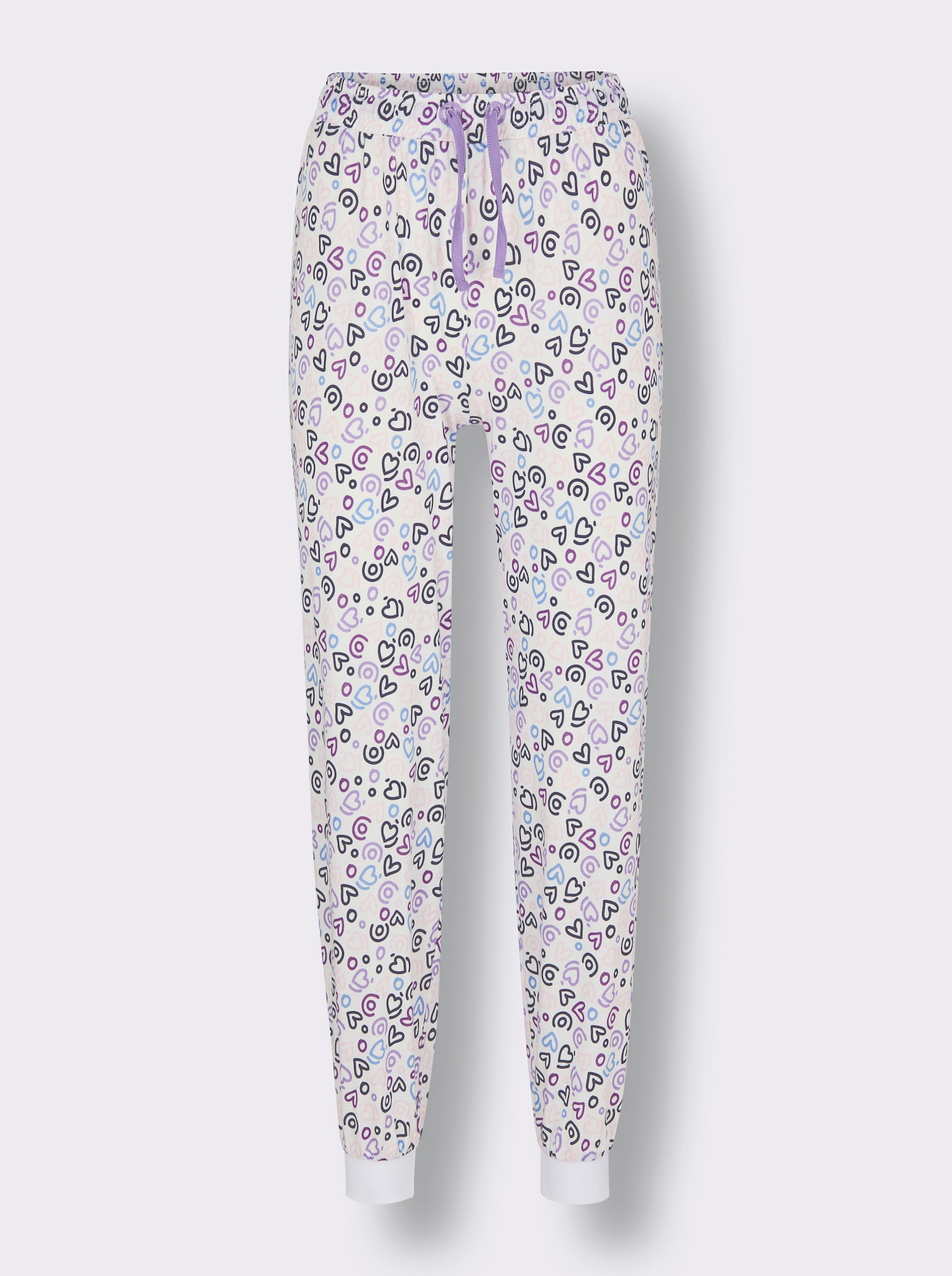 wäschepur Schlafanzughose mit Bündchen - ecru-himmelblau-bedruckt
