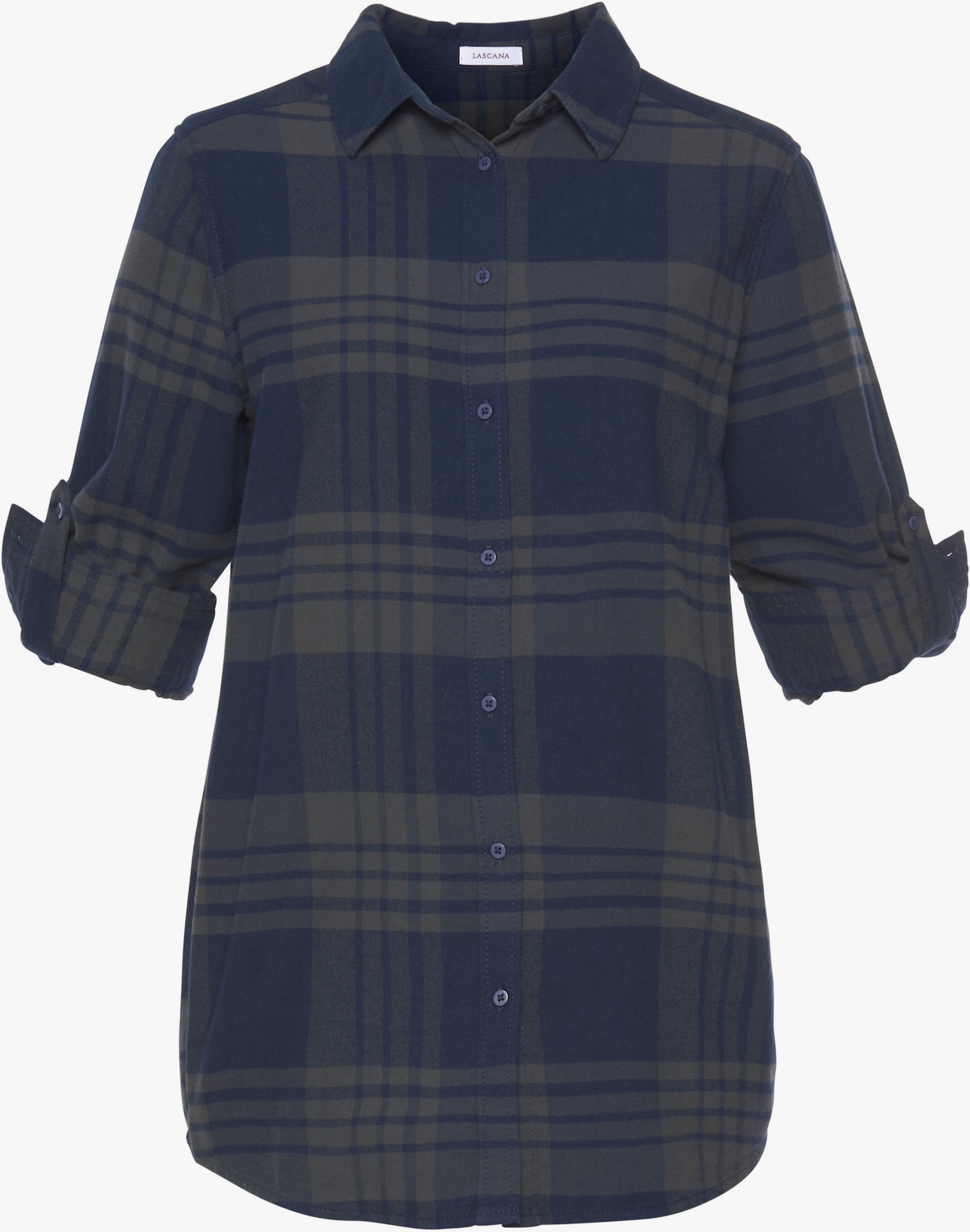 LASCANA Hemdbluse - blau-grau-kariert