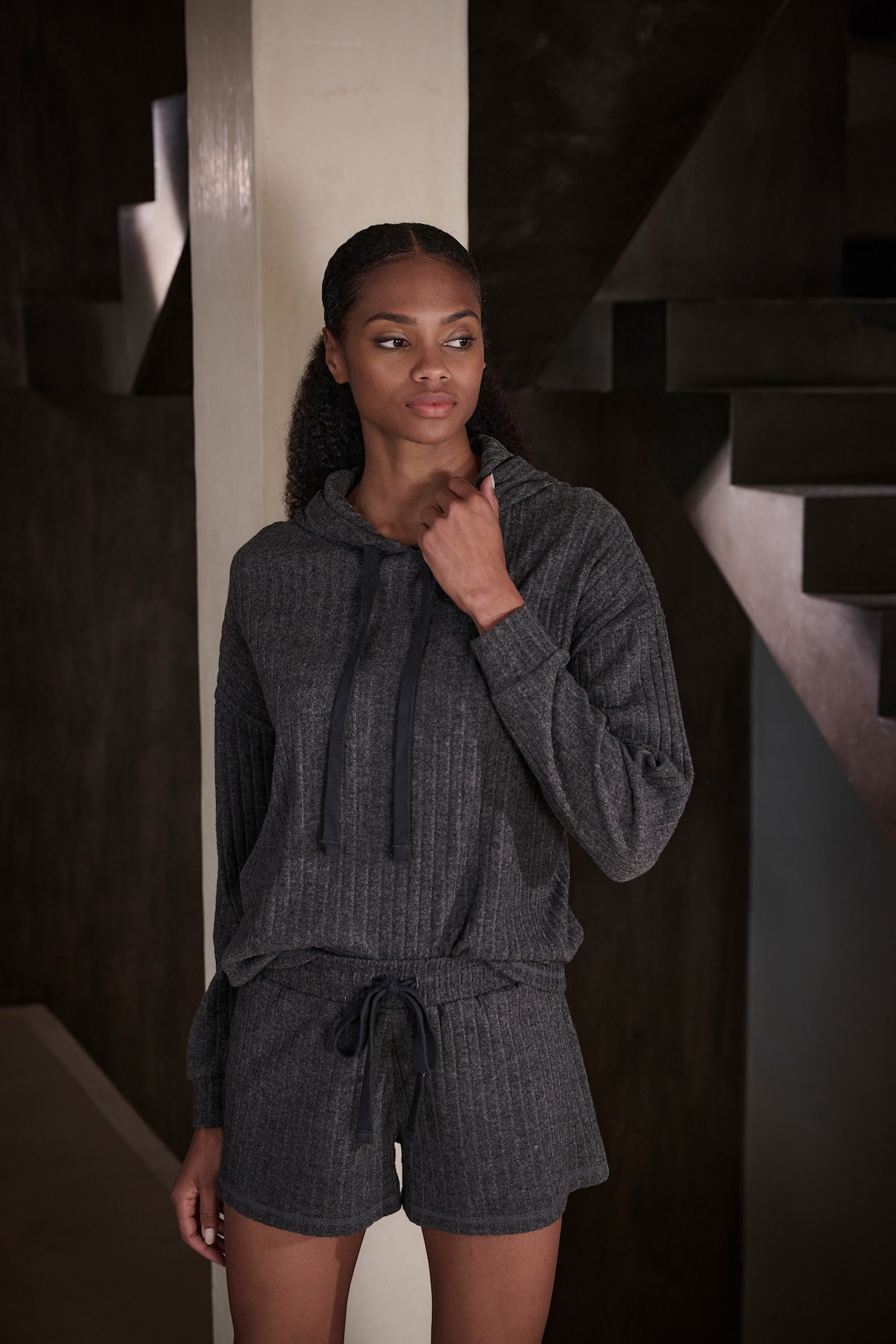 LASCANA Shorts - anthrazit-meliert