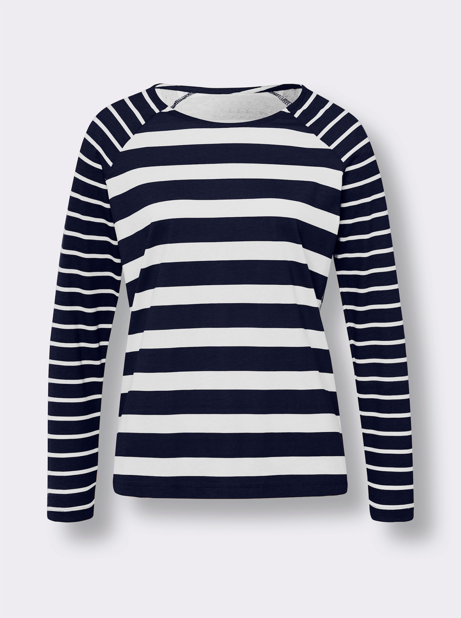 Langarmshirt im Ringel-Dessin - marine-ecru-geringelt