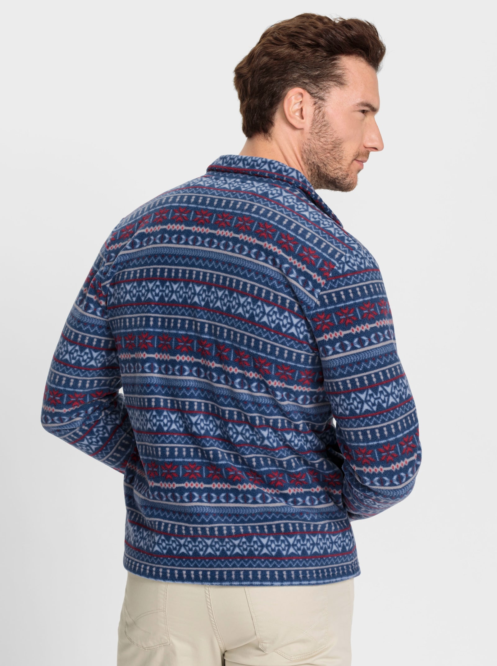 Catamaran Fleecejacke mit verdecktem Reißverschluss - jeansblau-gemustert