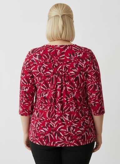 Druckbluse in Schlupfform - rot-graphit-bedruckt