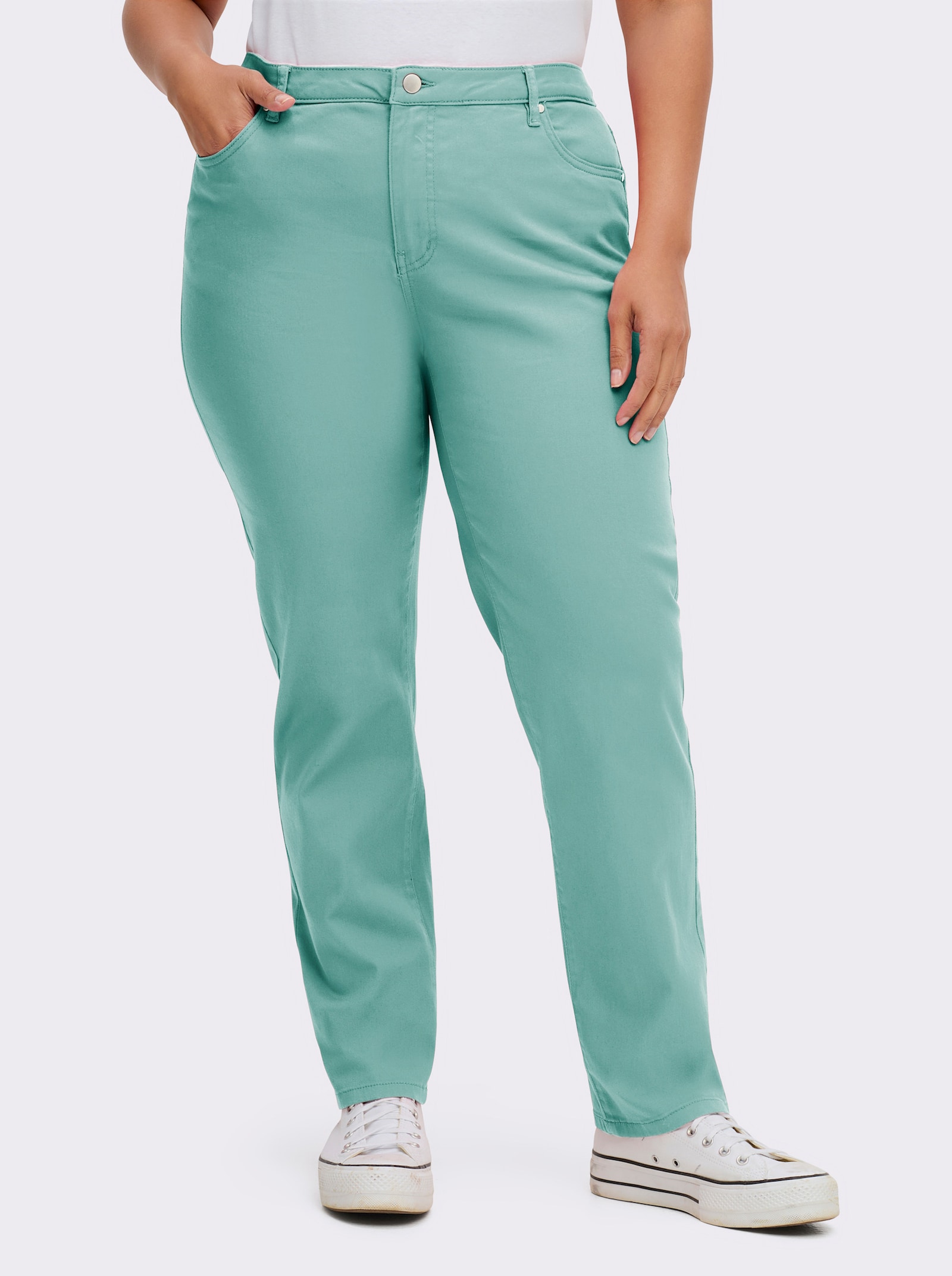 5-Pocket-Jeans mit bestickten Gesäßtaschen - aqua