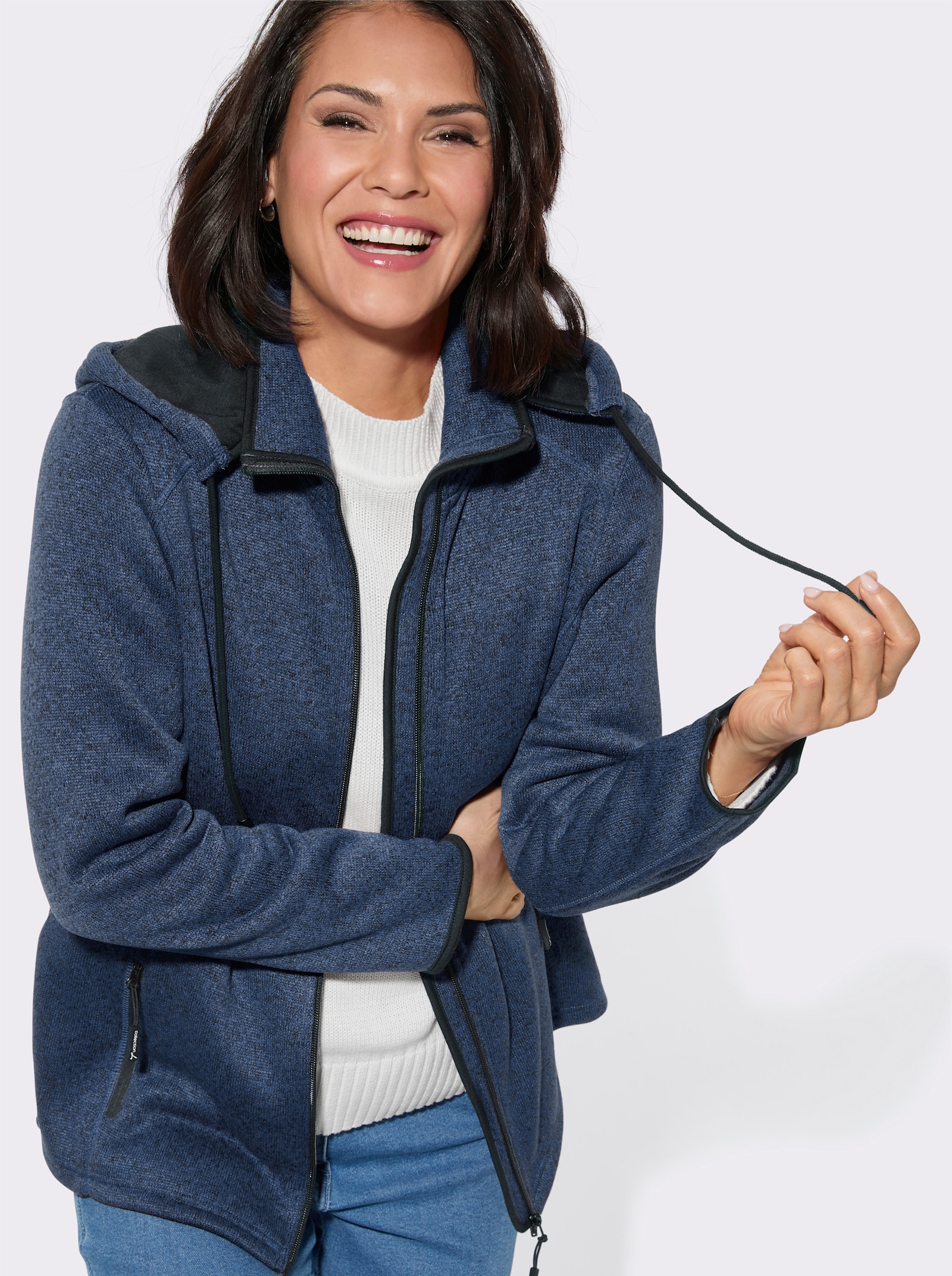 Fleecejack in antipilling-uitvoering - jeansblauw gemêleerd