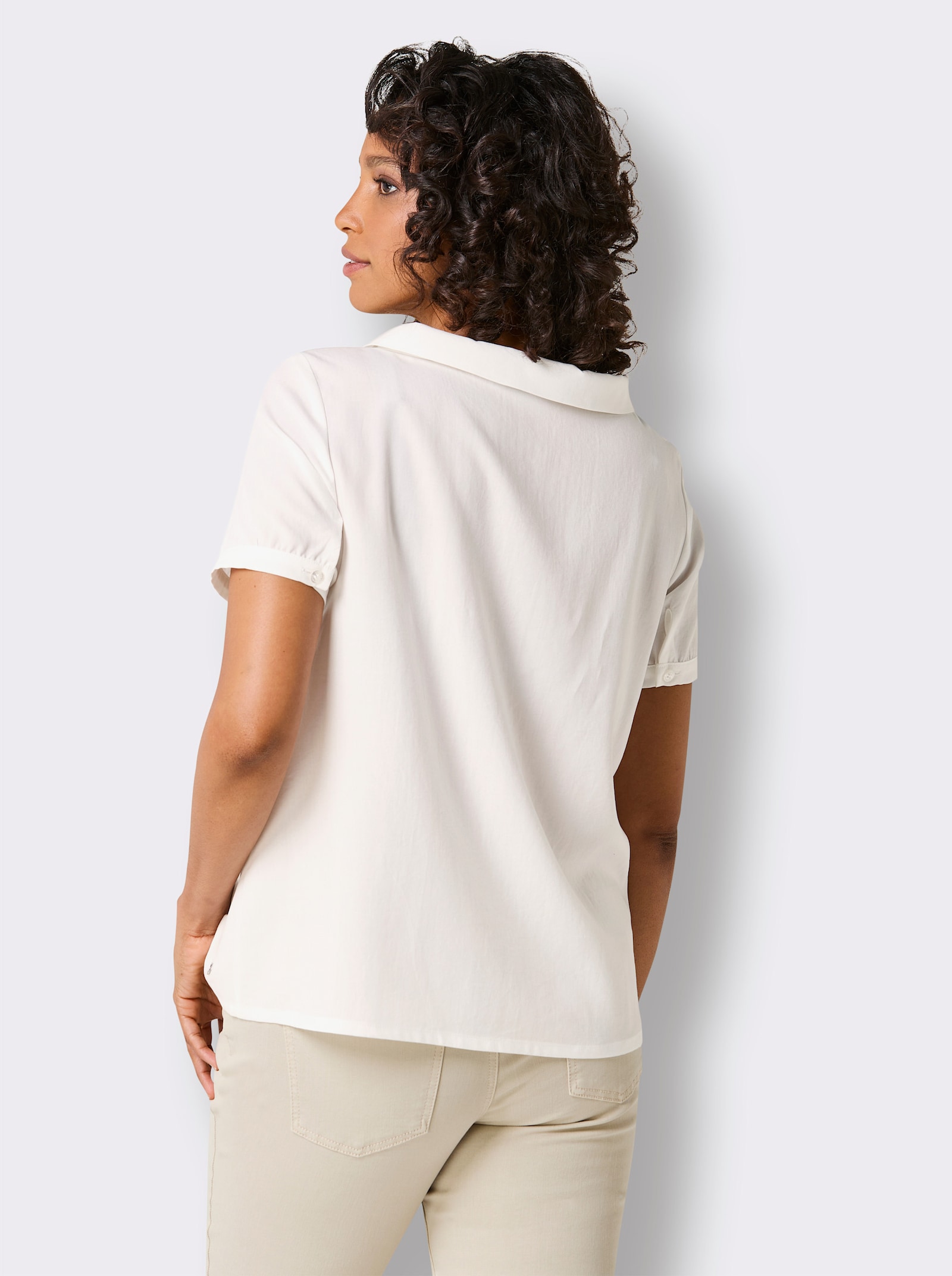 CREATION L PREMIUM Chemisier à manches courtes à large col chemisier - blanc