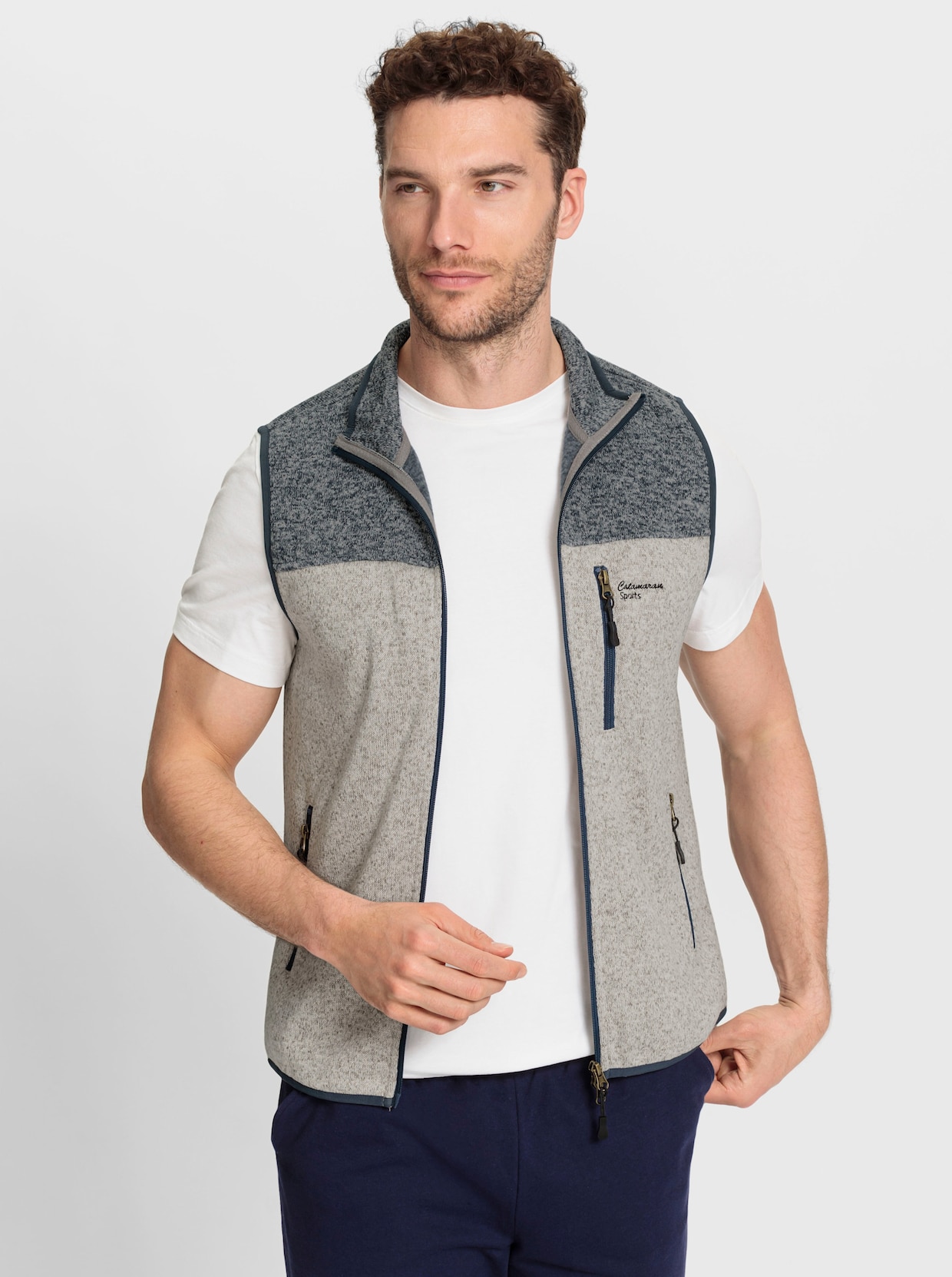 Catamaran Sports Fleecegilet - lichtgrijs/donkerblauw gemêleerd