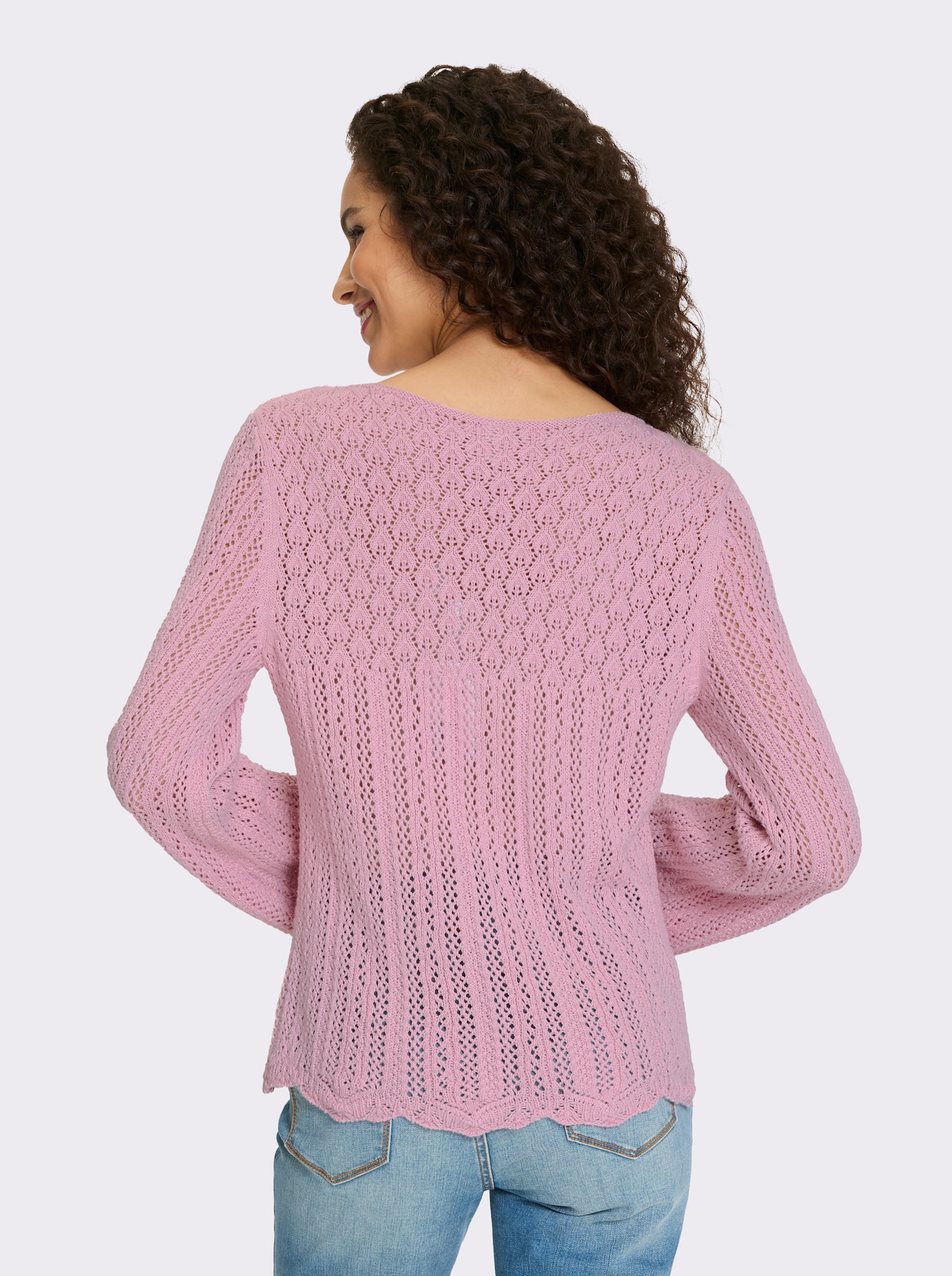 heine Ajourpullover met golvende zoom - roze