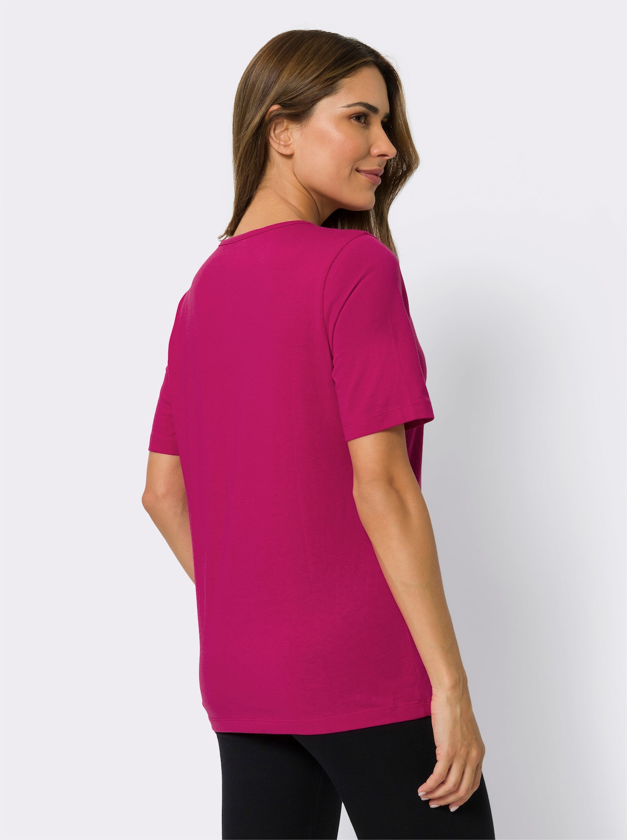 Freizeitshirt - fuchsia-hellgrau-bedruckt