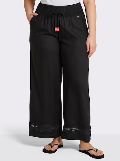 sheego Schlupfhose mit Spitze am Saum - schwarz