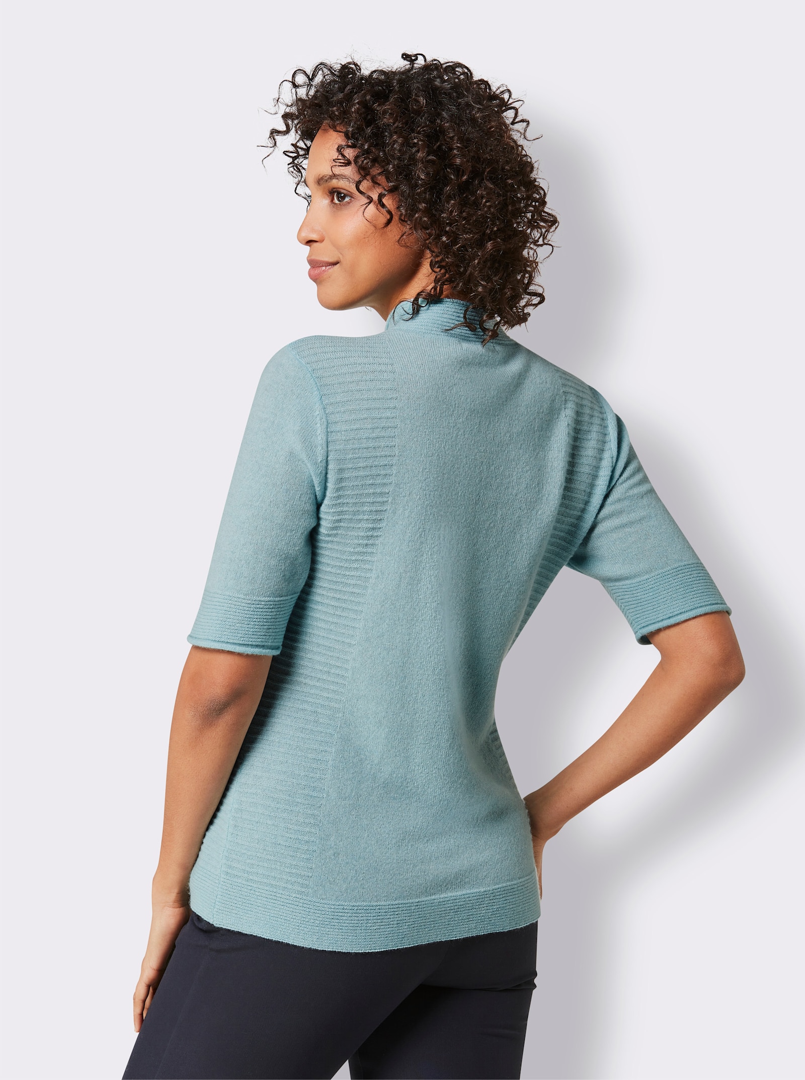 CREATION L PREMIUM Kaschmirpullover mit Stehkragen - kalkmint
