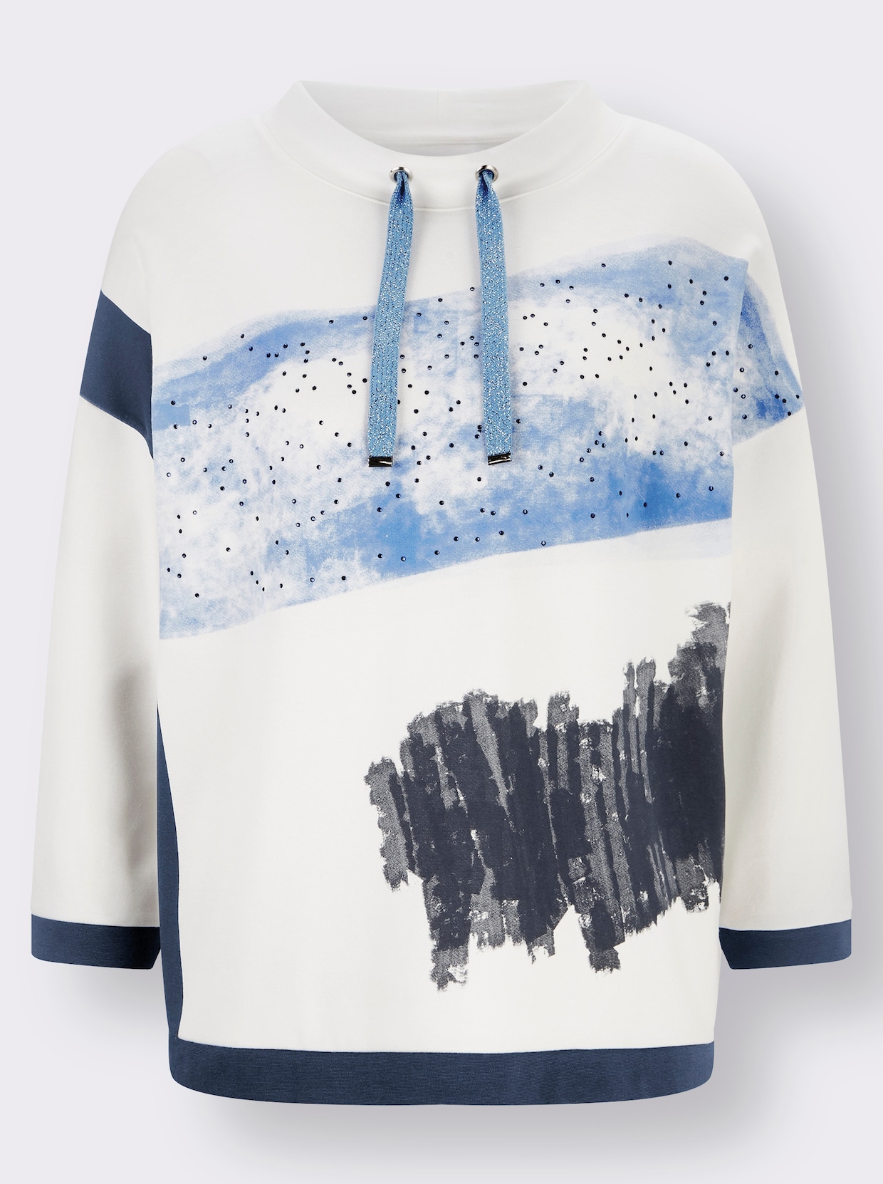 Print-Shirt - ecru-himmelblau-bedruckt