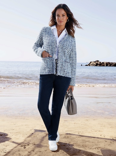 Cardigan - marine-ecru-gemustert