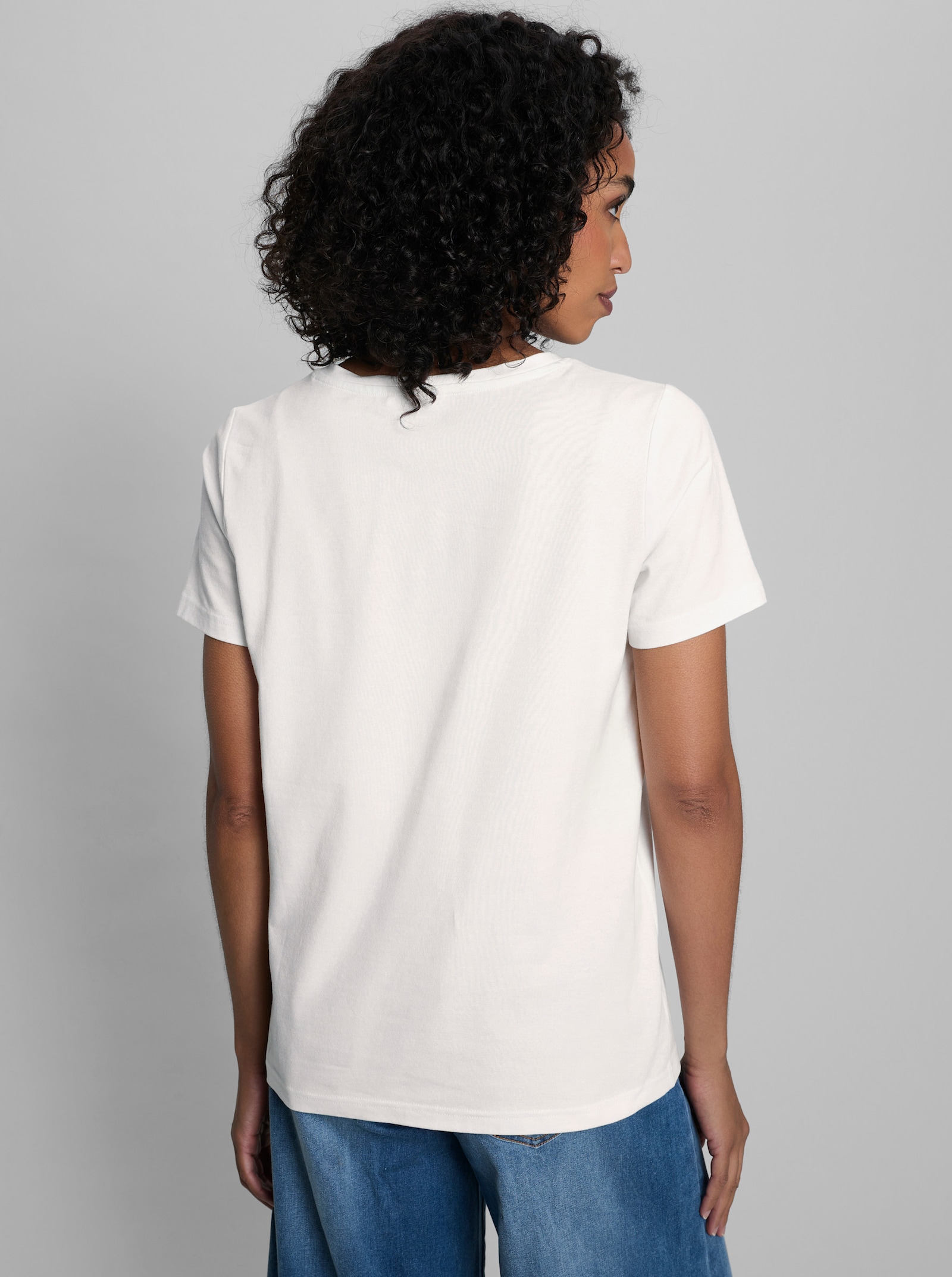 heine Kurzarmshirt mit Einkaufskorb-Motiv - ecru