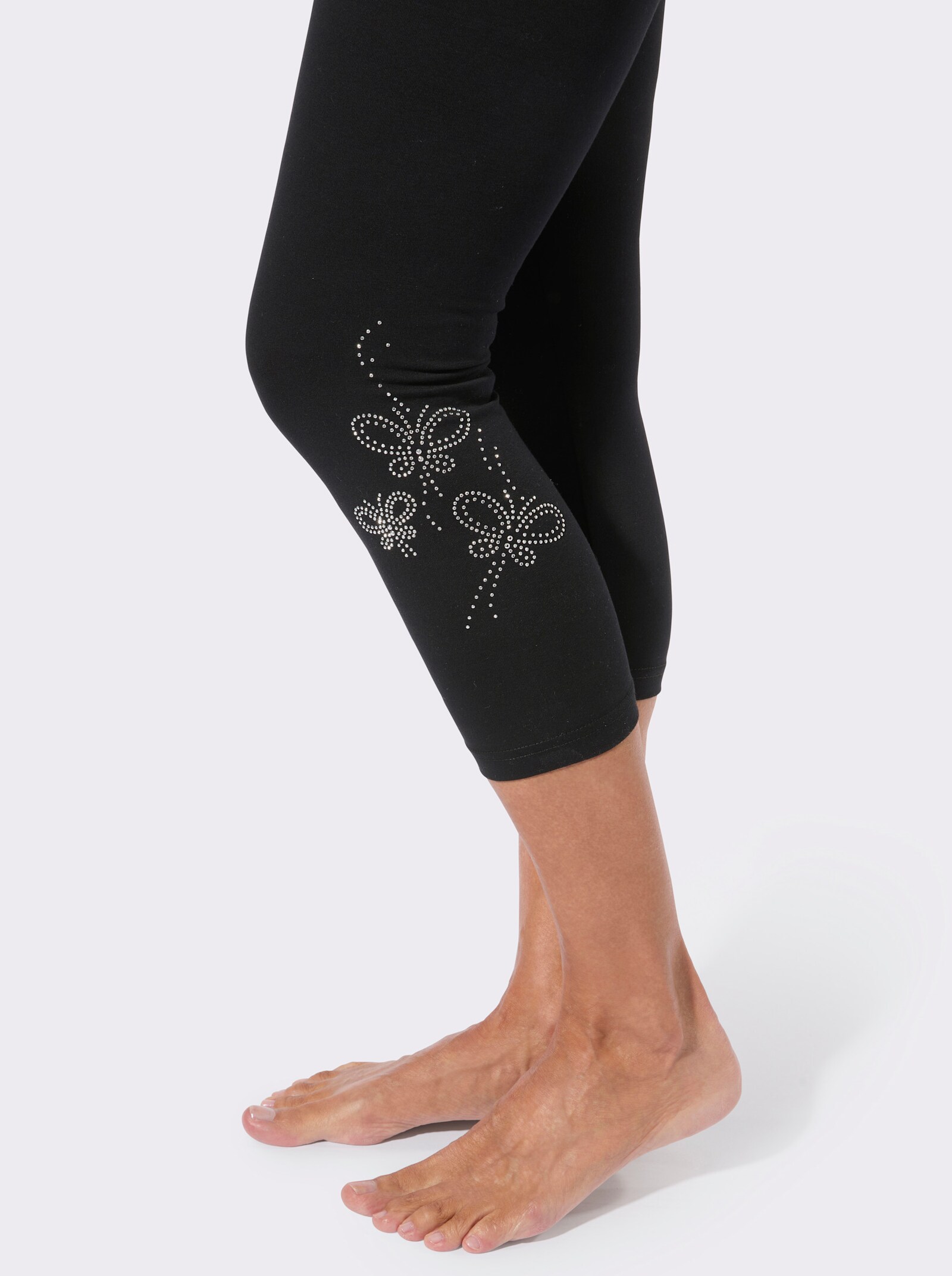 Caprileggings mit Glitzersteinchen - schwarz