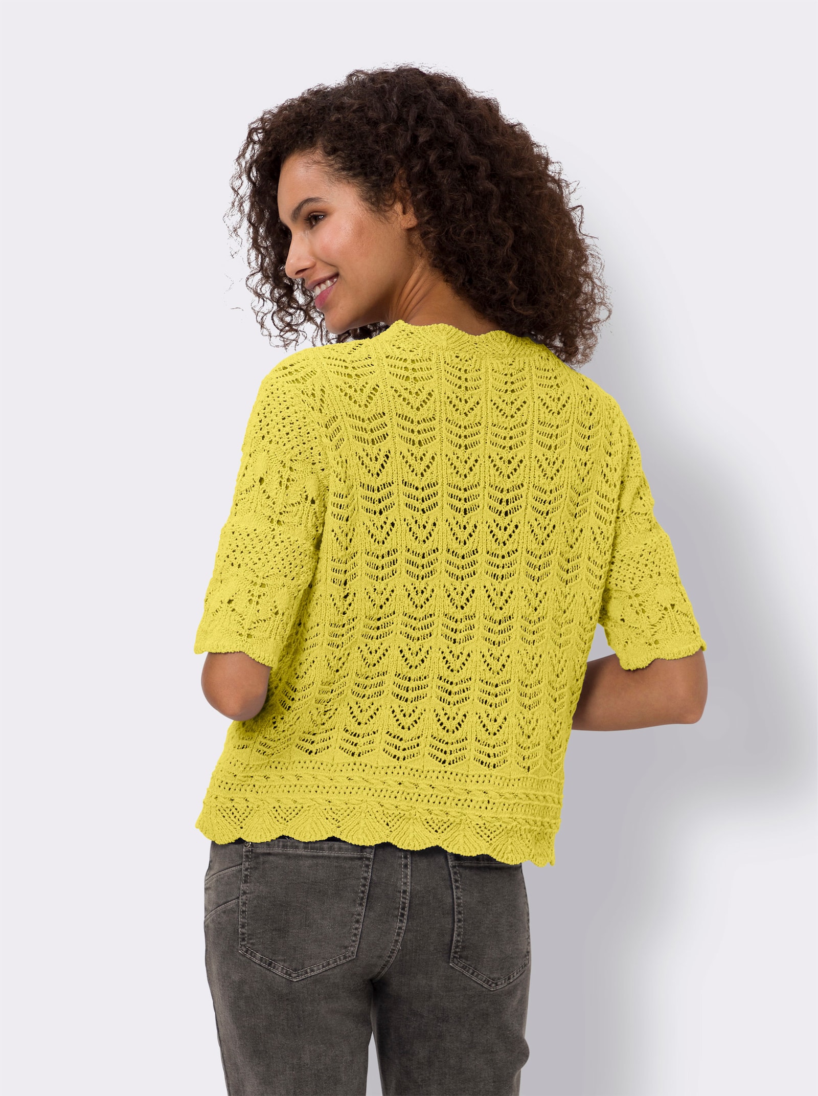 heine Ajourvest met golvende randen - limoen