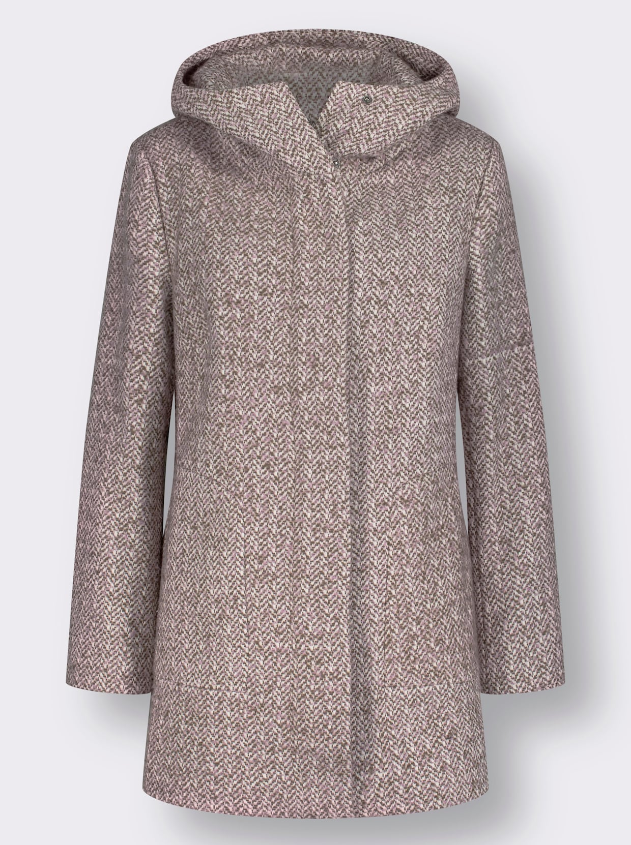 Bouclé-Jacke - mauve-dunkeltaupe-gemustert